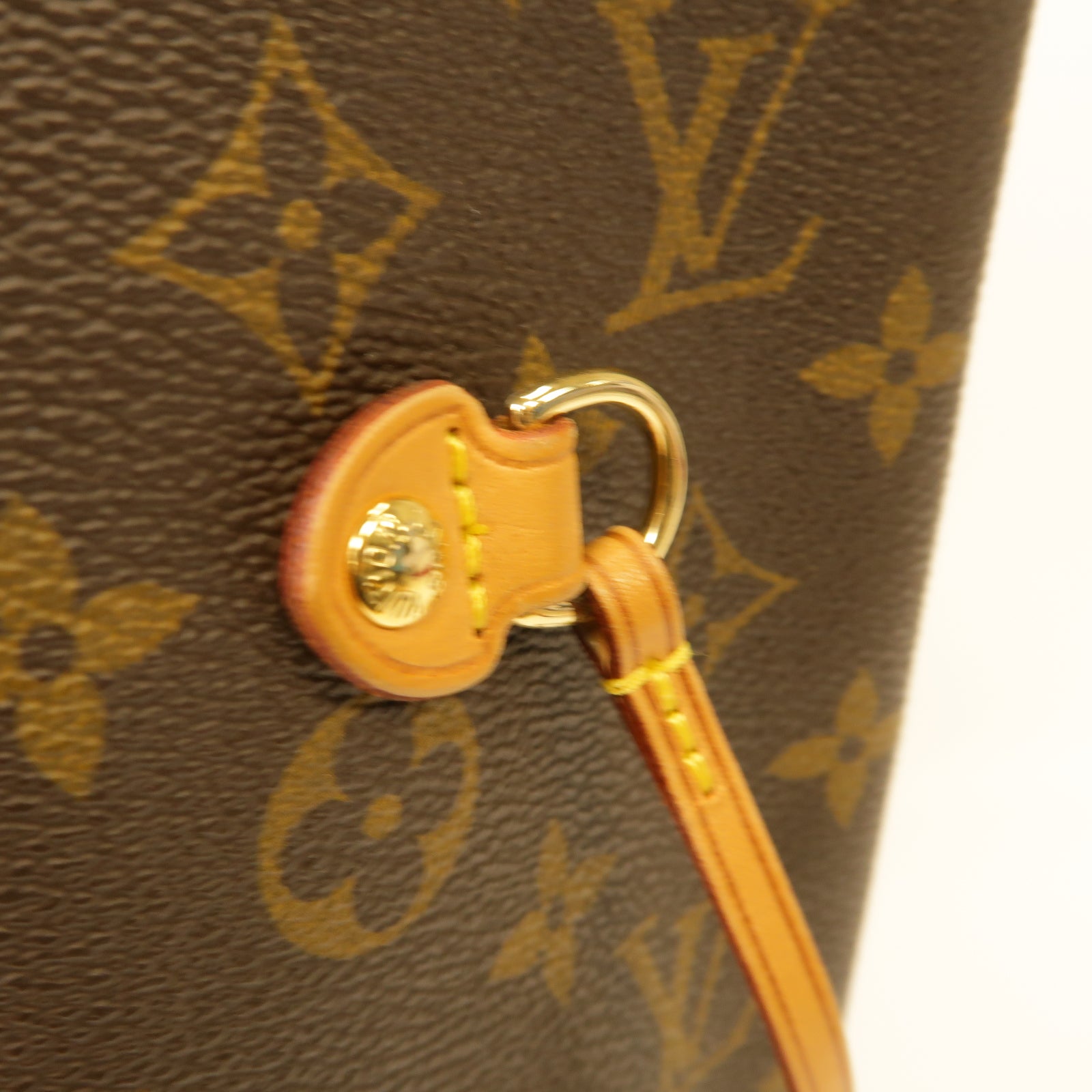 LOUIS VUITTON Monogram Neverfull MM金扣手挽袋棕色