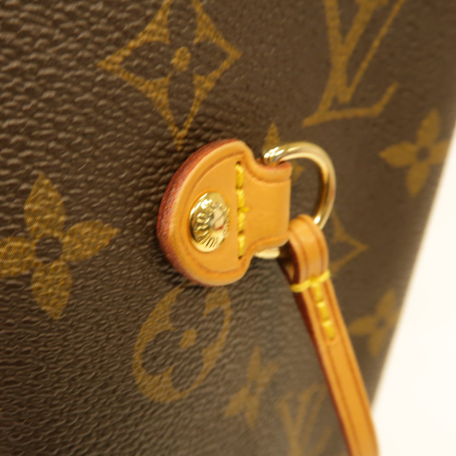 LOUIS VUITTON Monogram Neverfull MM金扣手挽袋棕色