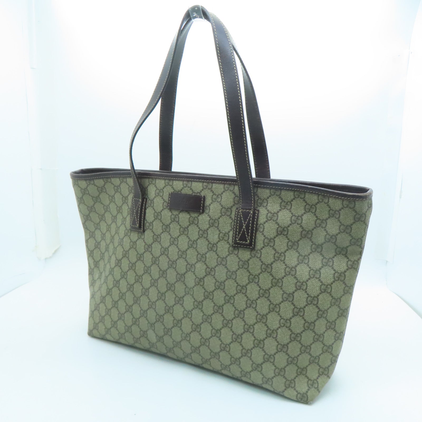 GUCCI 涂层帆布Shoulder Bag银扣肩背袋啡色