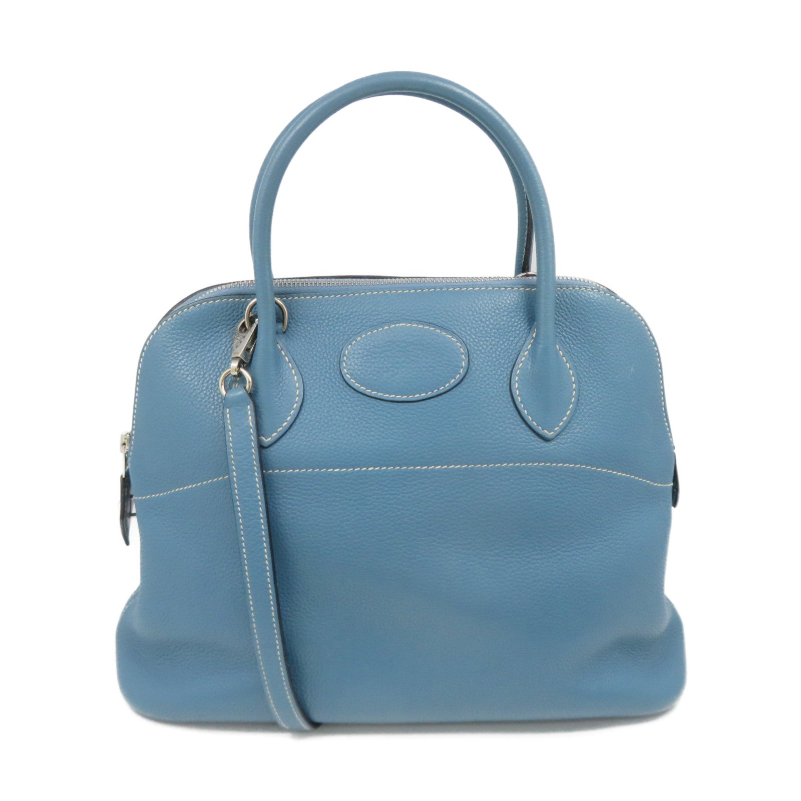 HERMES 【激減優惠】Clemence皮革銀扣Bolide 31 Hand Bag手挽袋淺藍色