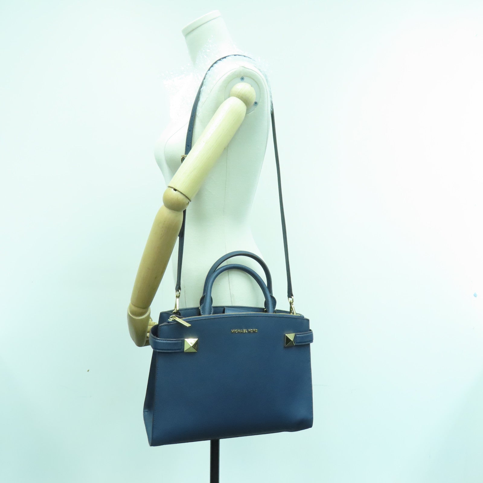 Michael Kors 牛皮皮革2way Shoulder Bag金扣手挽肩背两用袋深蓝色