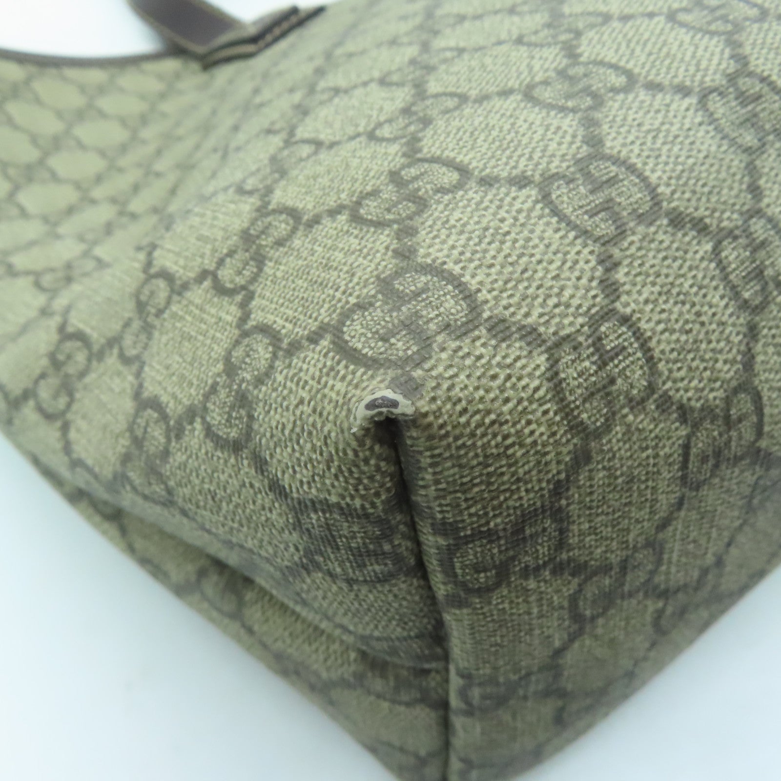 GUCCI 涂层帆布Shoulder Bag银扣肩背袋啡色