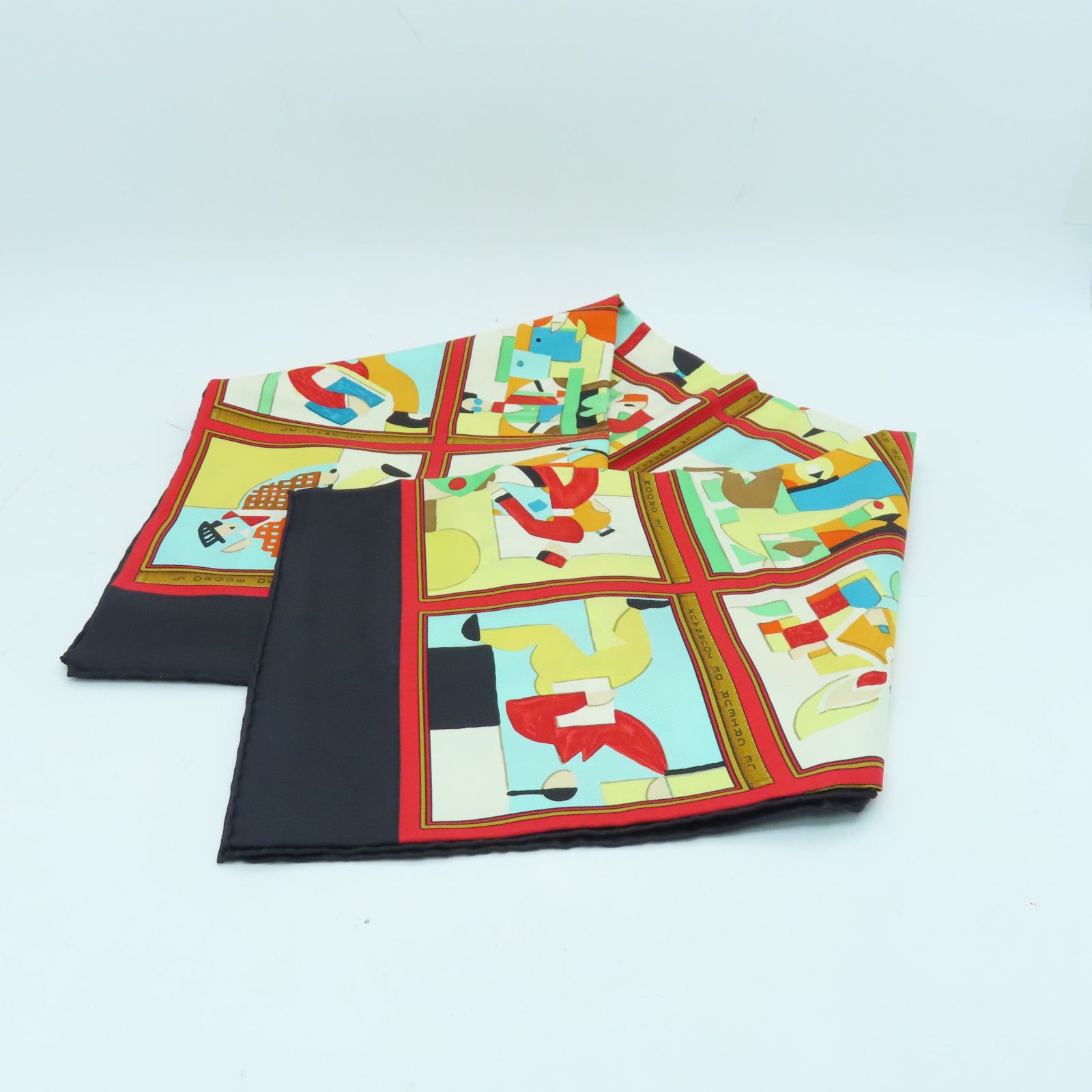 HERMES Silk Scarf Black/Color