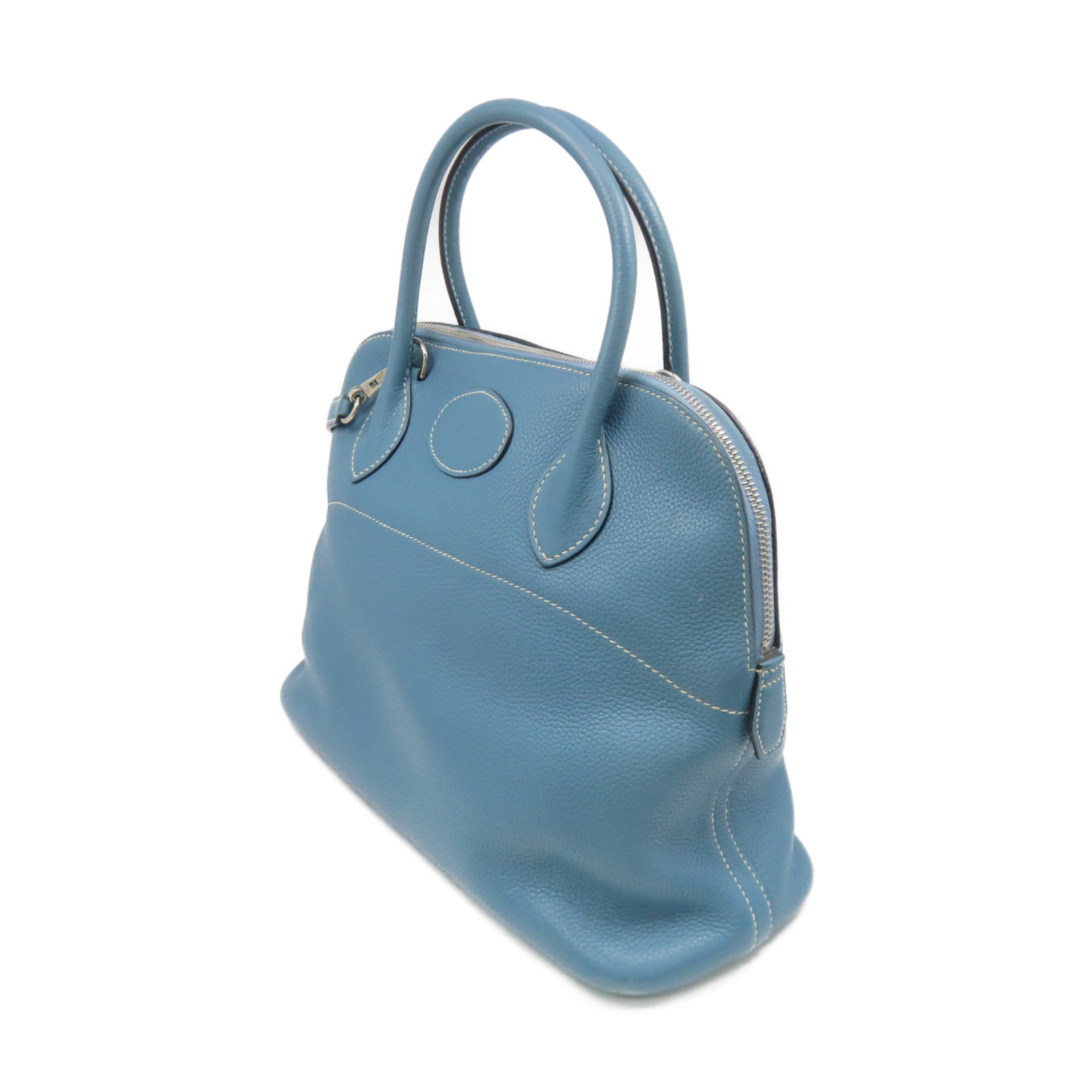 HERMES 【激減優惠】Clemence皮革銀扣Bolide 31 Hand Bag手挽袋淺藍色