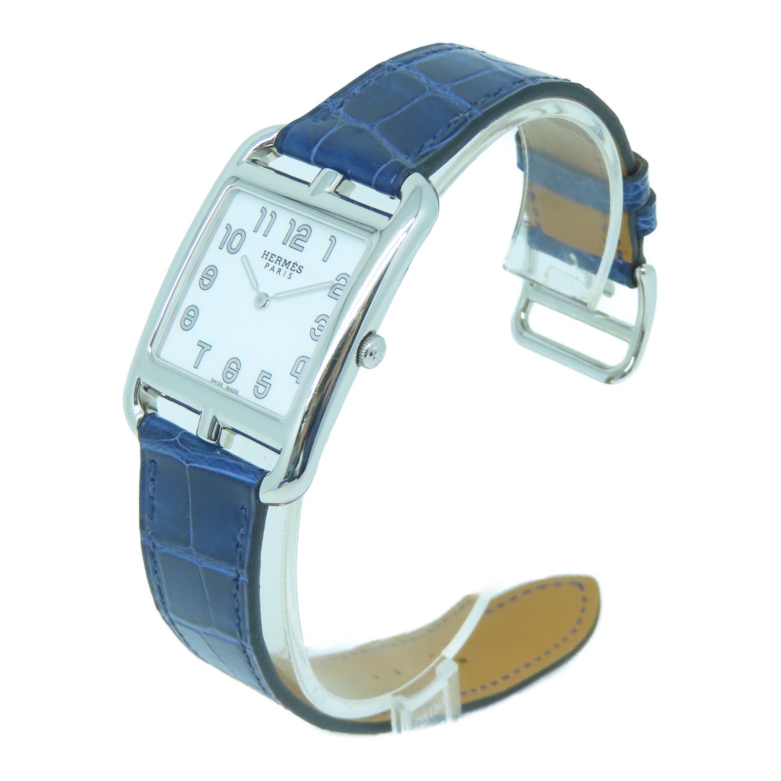 HERMES Capecod 37mm不锈钢/皮革带手表石英机芯蓝色