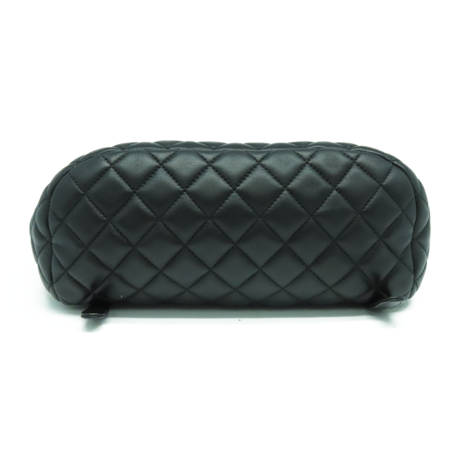 CHANEL 菱格羊皮皮革Backpack銀扣背包黑色