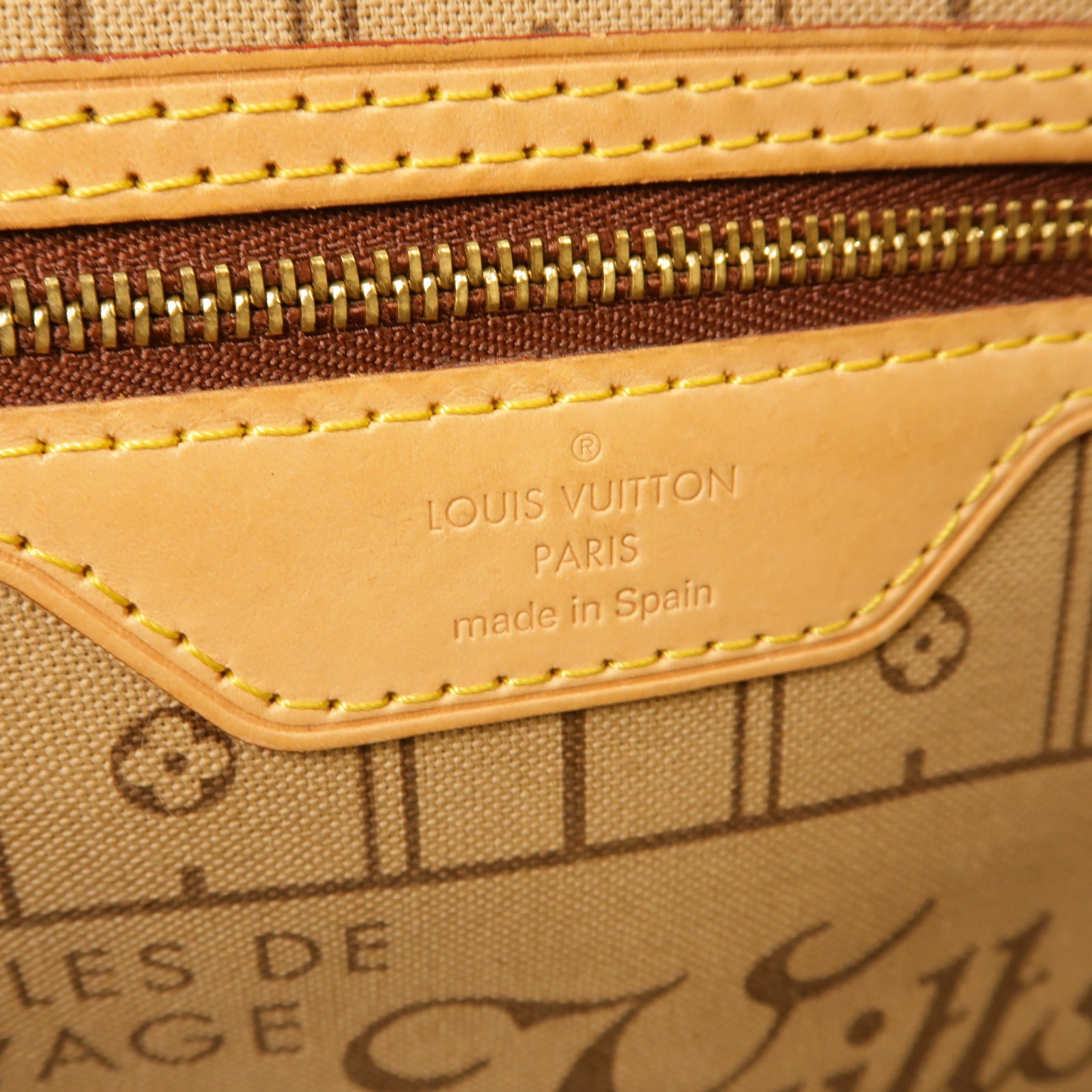 LOUIS VUITTON Monogram Neverfull MM金扣手挽袋棕色