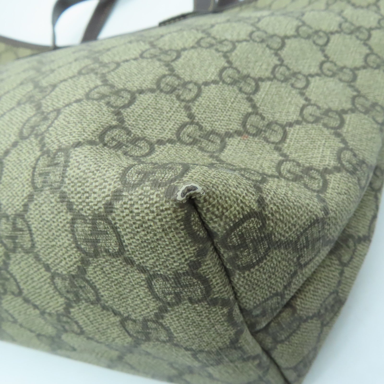GUCCI 涂层帆布Shoulder Bag银扣肩背袋啡色