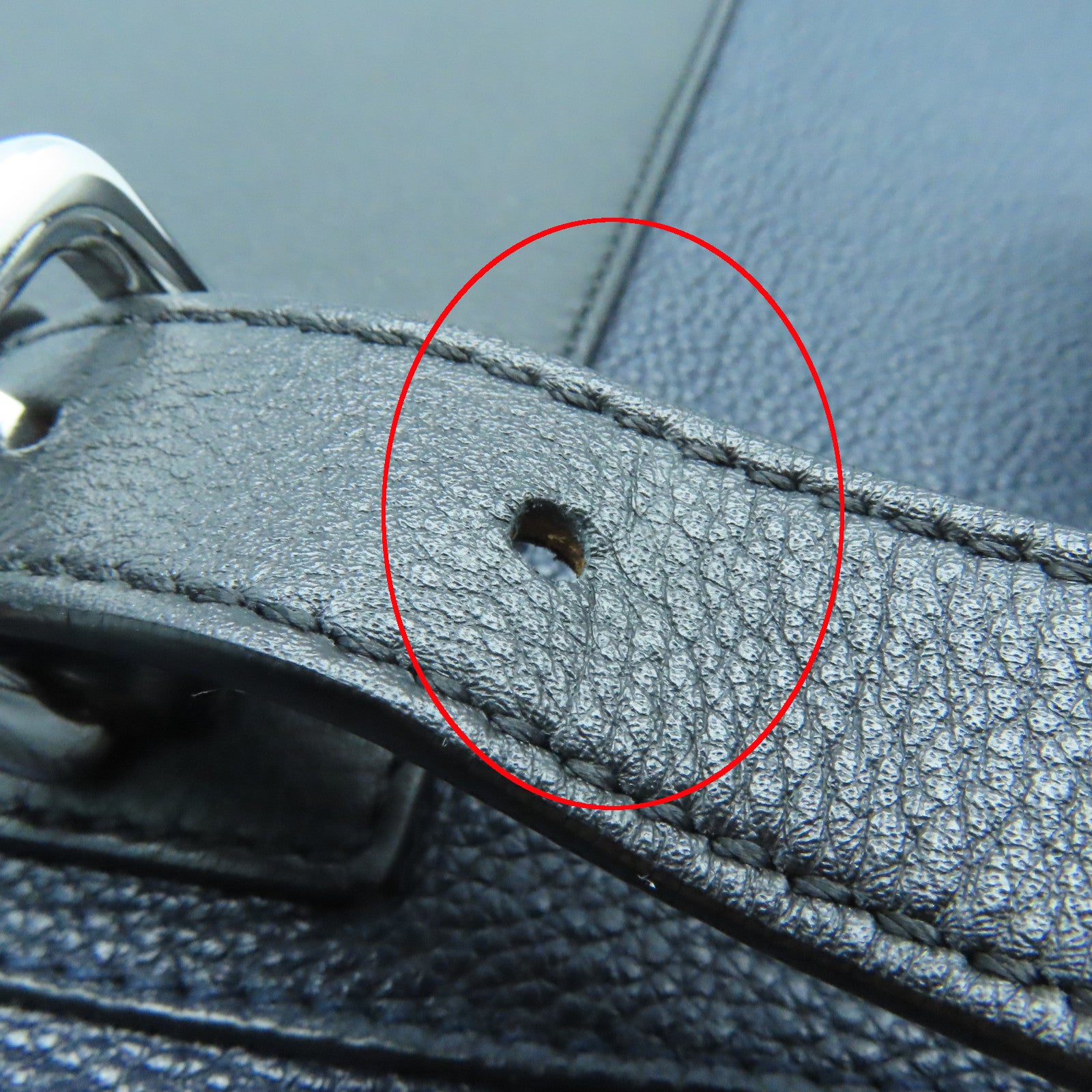 LOEWE 牛皮皮革Backpack银扣背包灰色/深蓝色