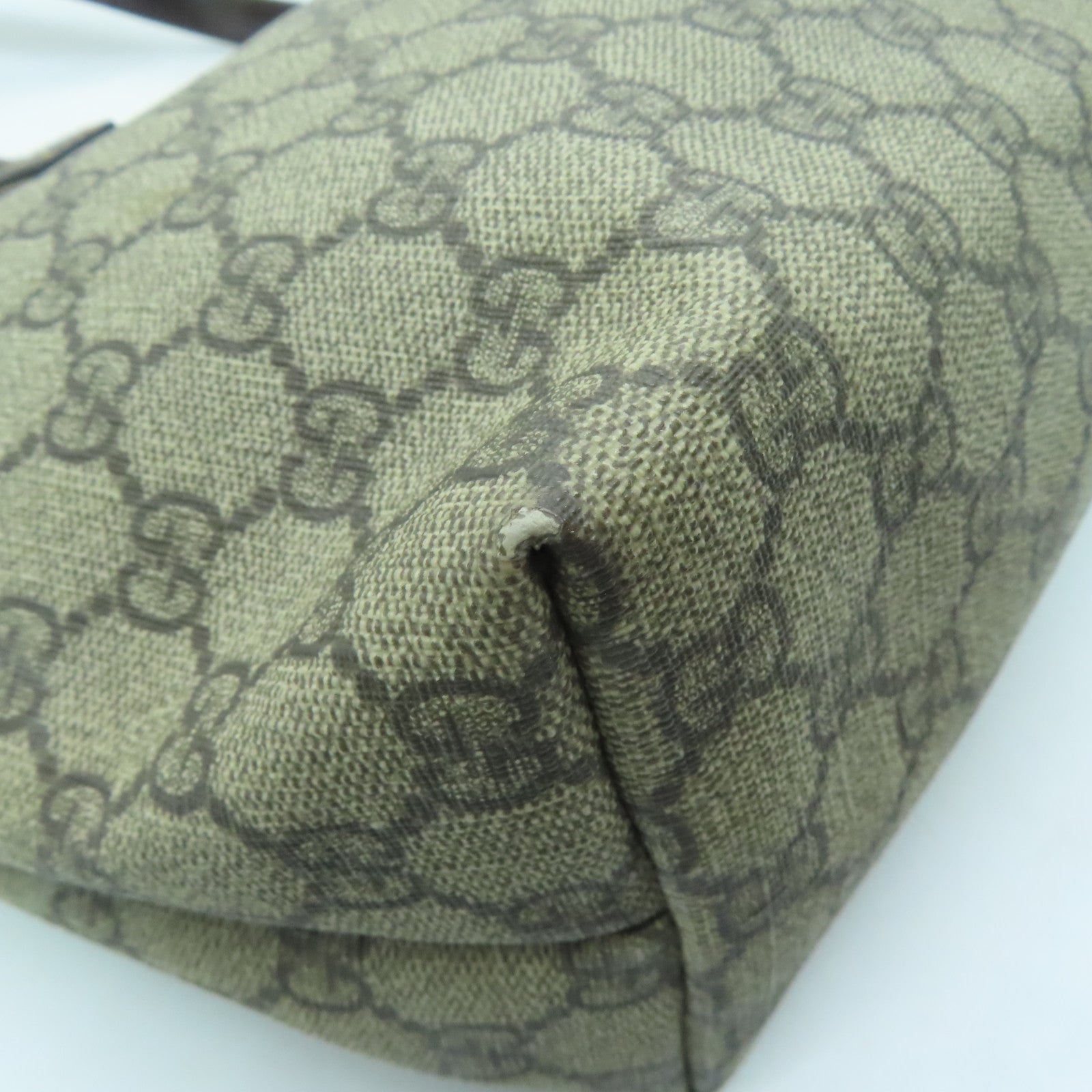 GUCCI 涂层帆布Shoulder Bag银扣肩背袋啡色
