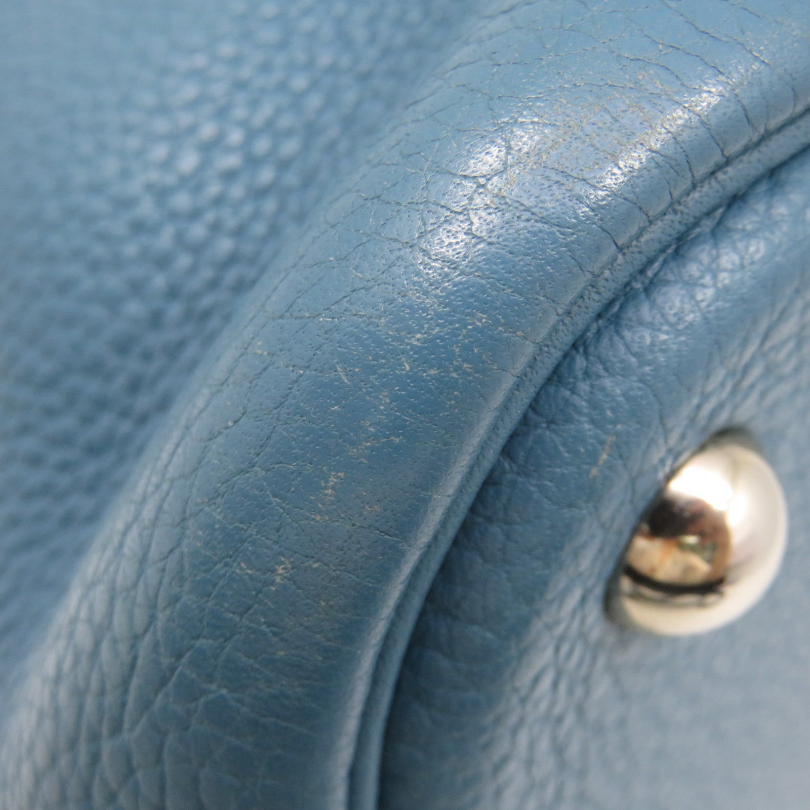 HERMES 【激減優惠】Clemence皮革銀扣Bolide 31 Hand Bag手挽袋淺藍色