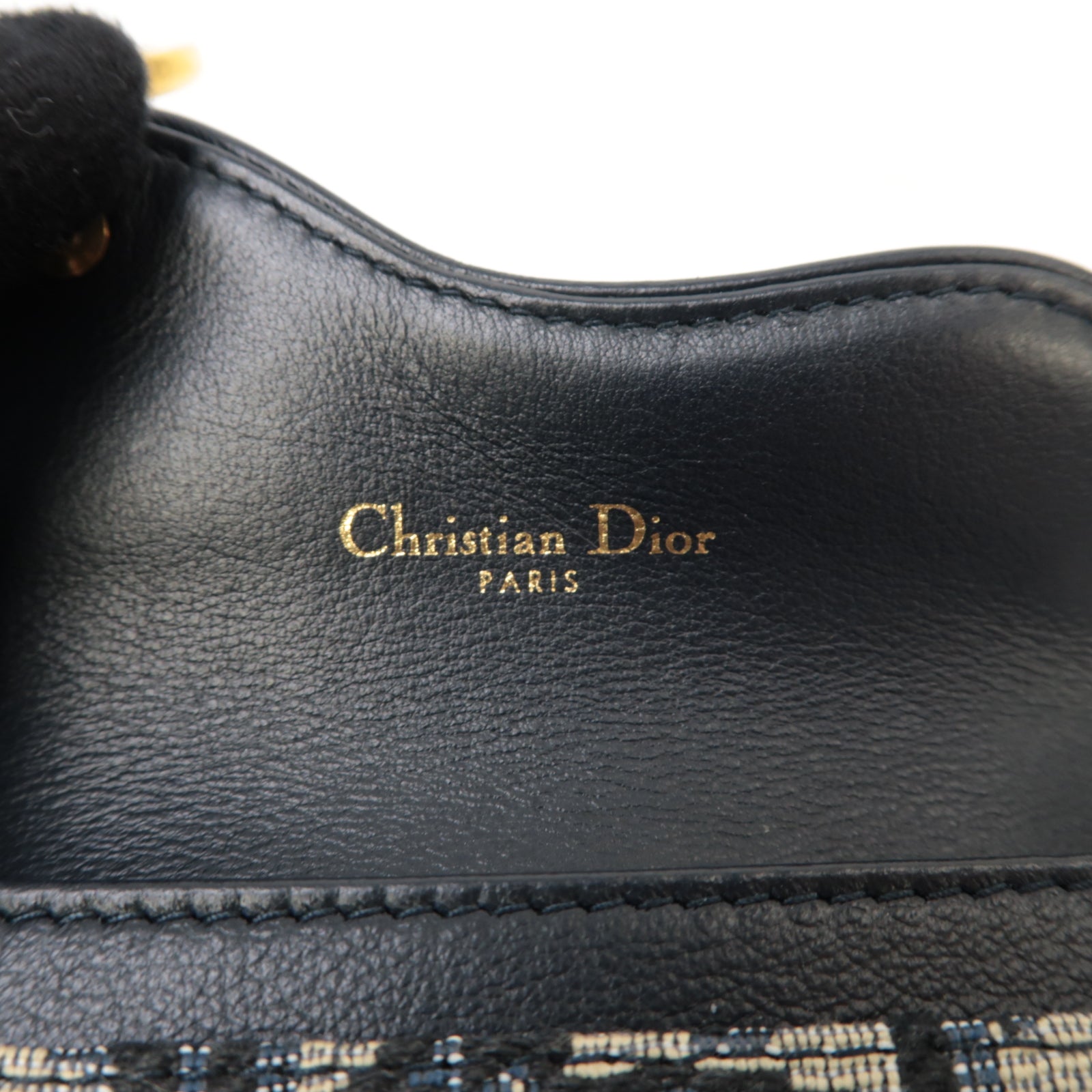 Dior 帆布Saddle Card Holder金扣卡片套藍色