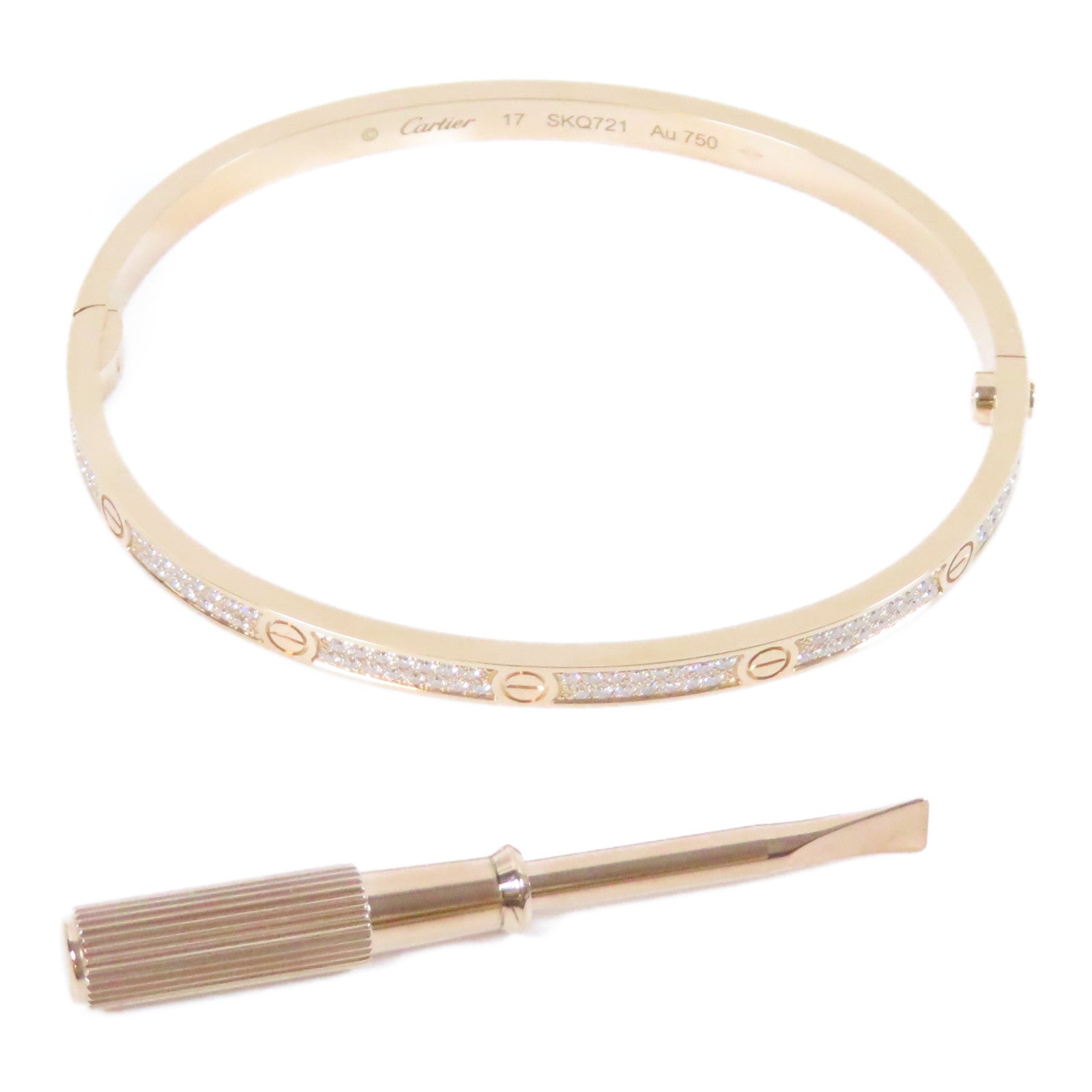 CARTIER 18K玫瑰金Love Bracelet鑽石手鐲Cartier#17