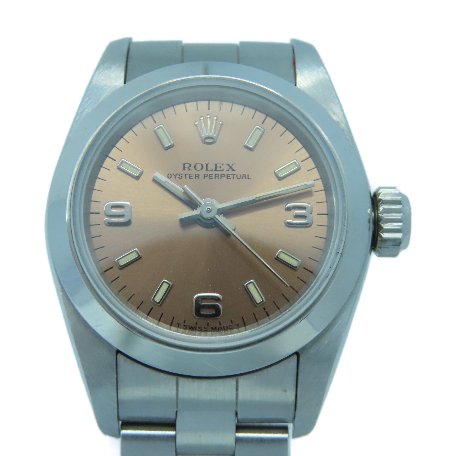 ROLEX Oyster Perpetual不鏽鋼自動機芯手錶粉紅色