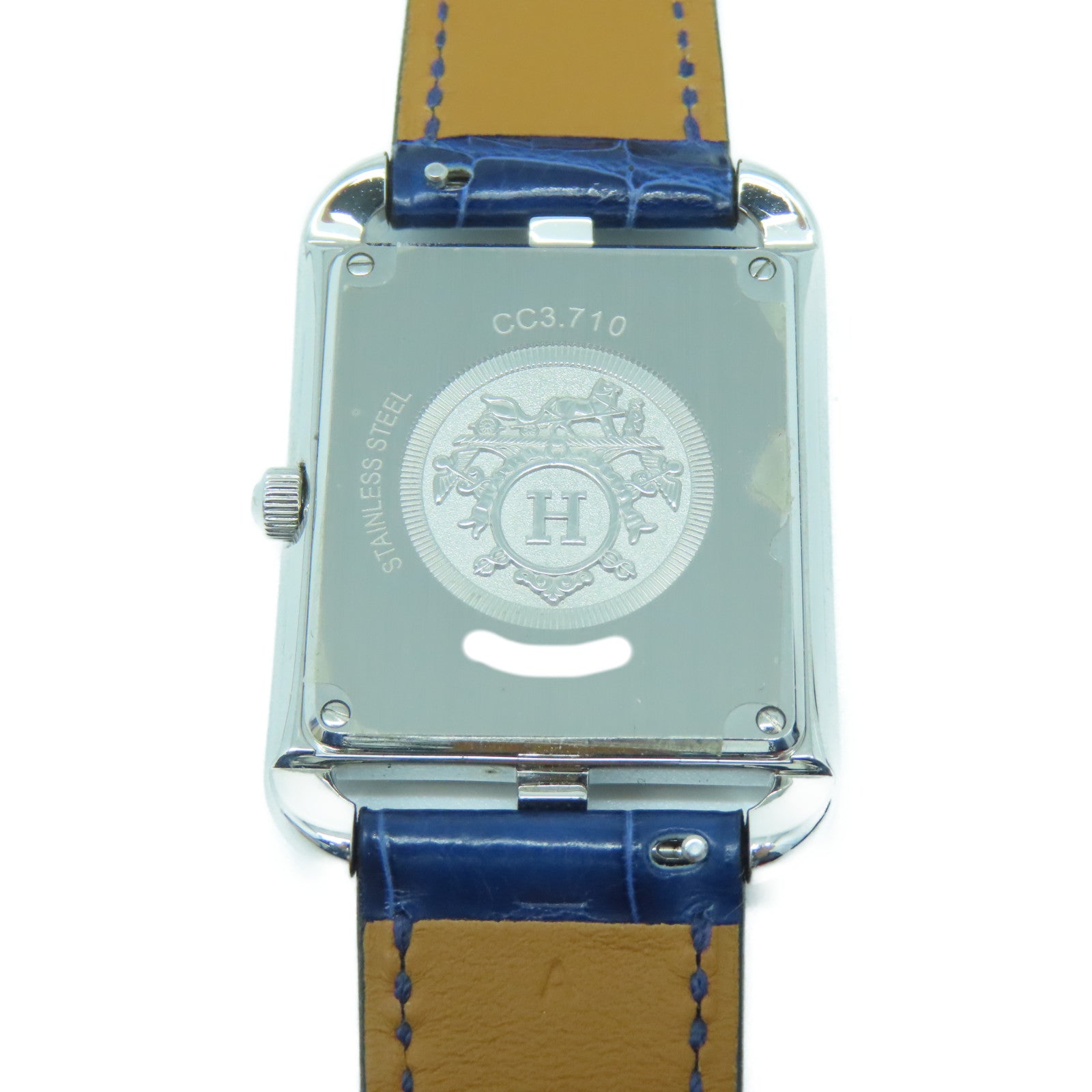 HERMES Capecod 37mm不锈钢/皮革带手表石英机芯蓝色