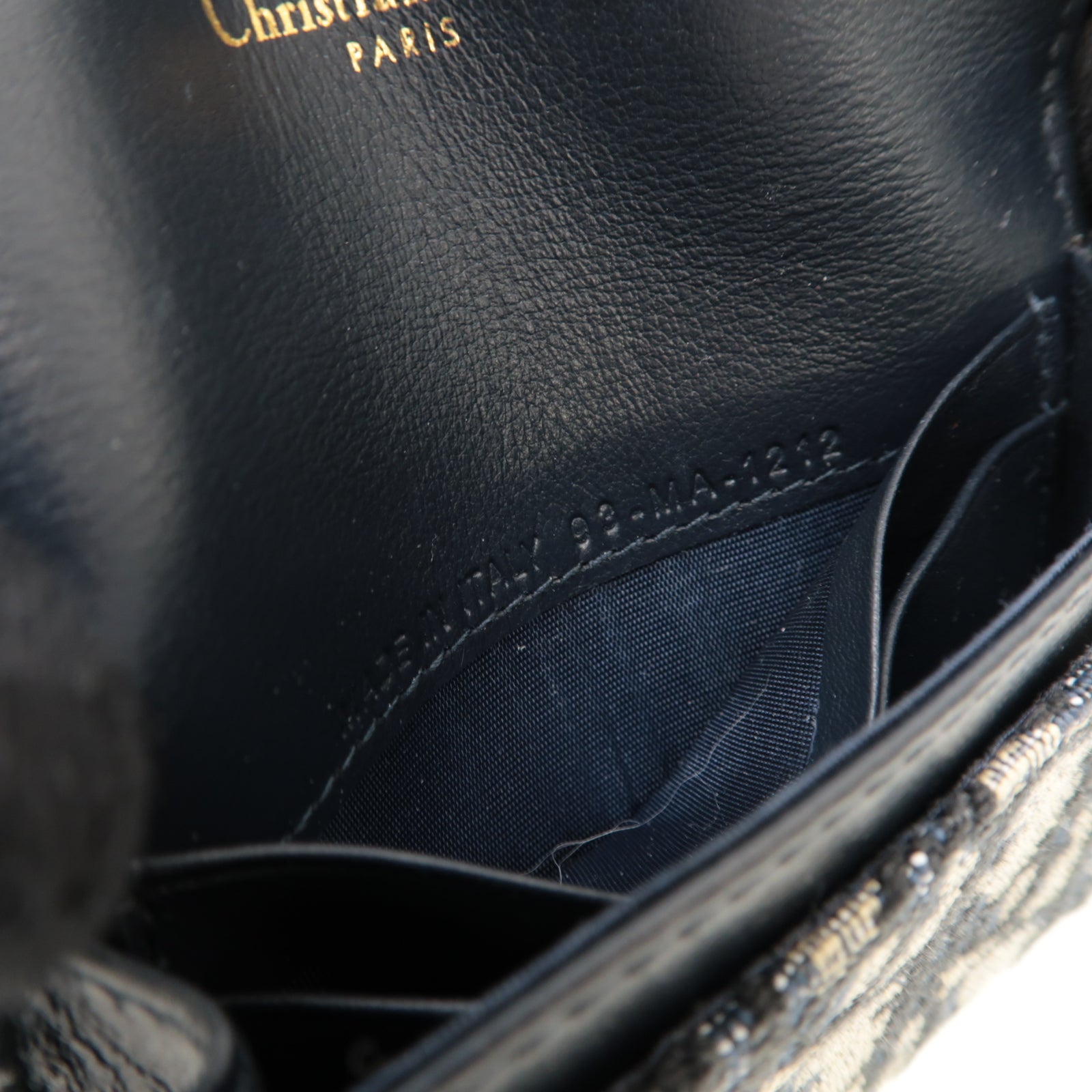 Dior 帆布Saddle Card Holder金扣卡片套藍色