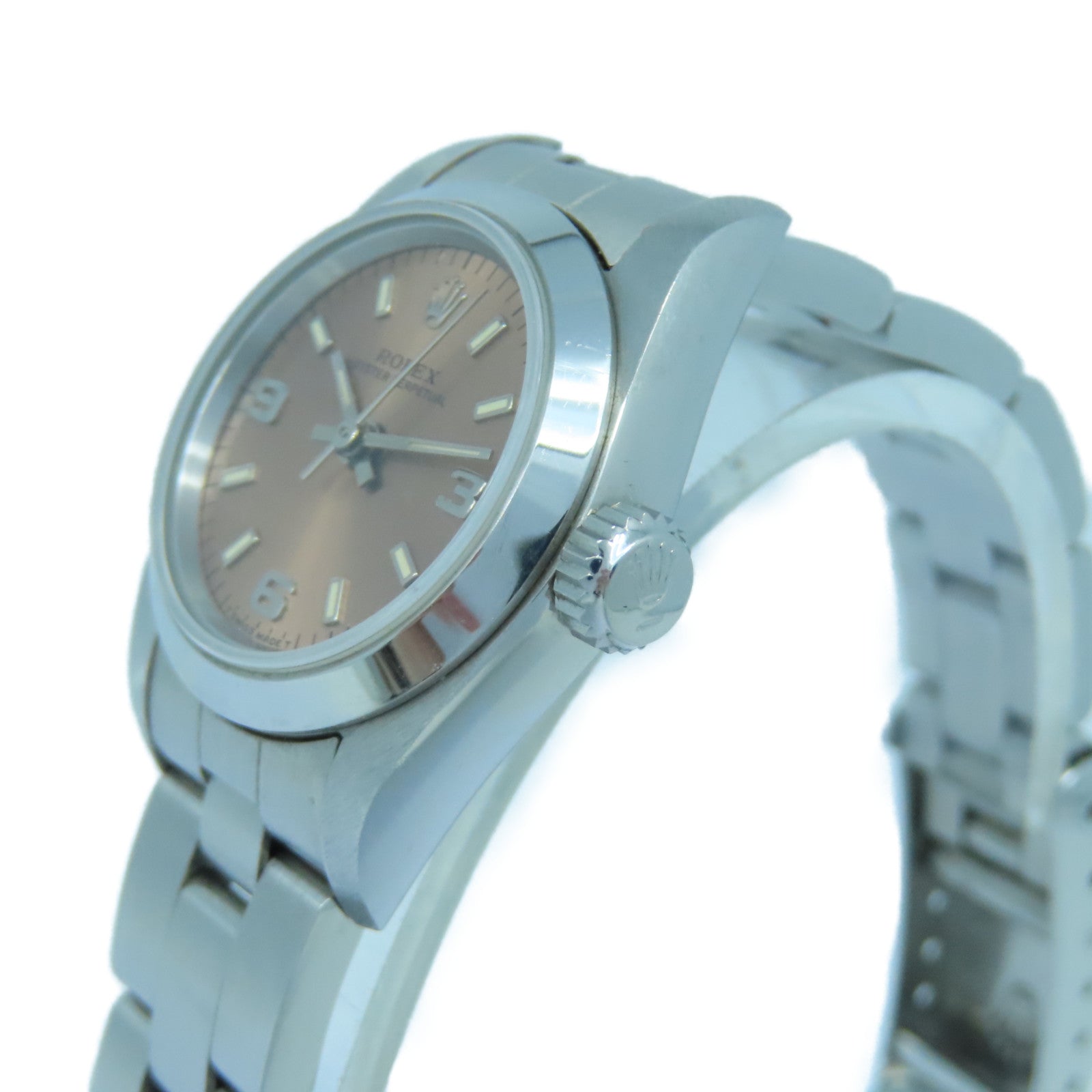 ROLEX Oyster Perpetual不鏽鋼自動機芯手錶粉紅色