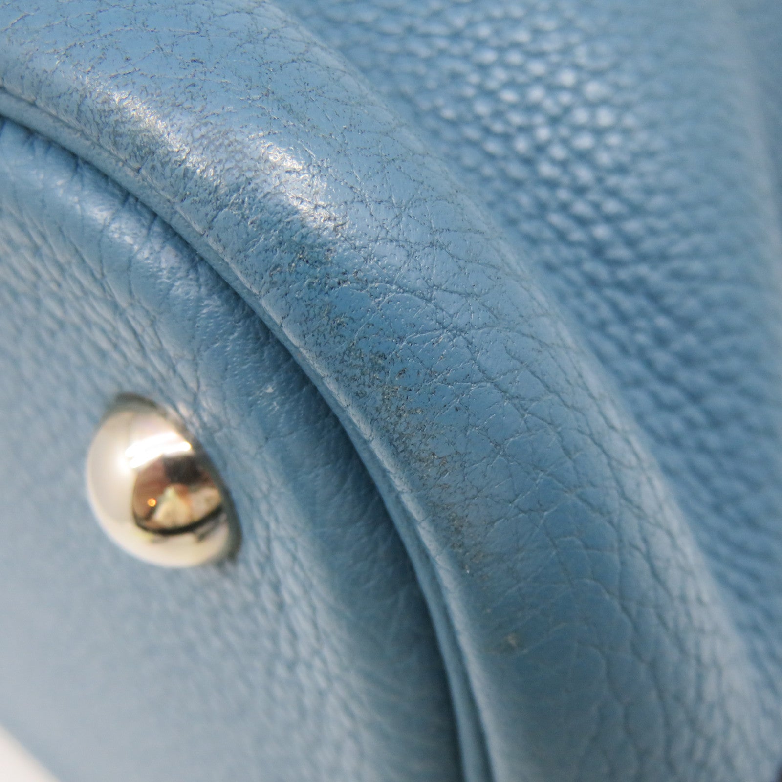 HERMES 【激減優惠】Clemence皮革銀扣Bolide 31 Hand Bag手挽袋淺藍色