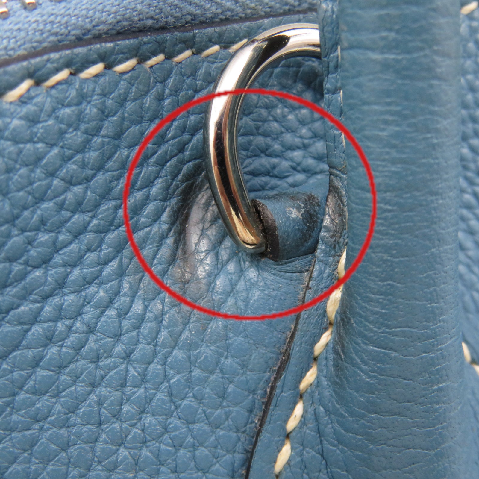 HERMES 【激減優惠】Clemence皮革銀扣Bolide 31 Hand Bag手挽袋淺藍色