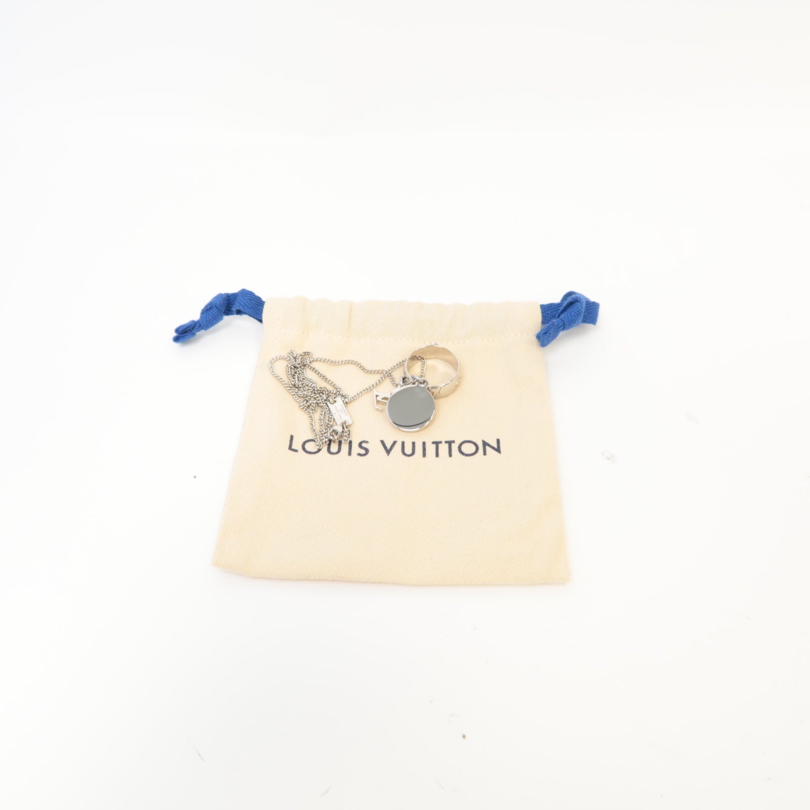 LOUIS VUITTON 金屬Ring Necklace Monogram項鍊銀色