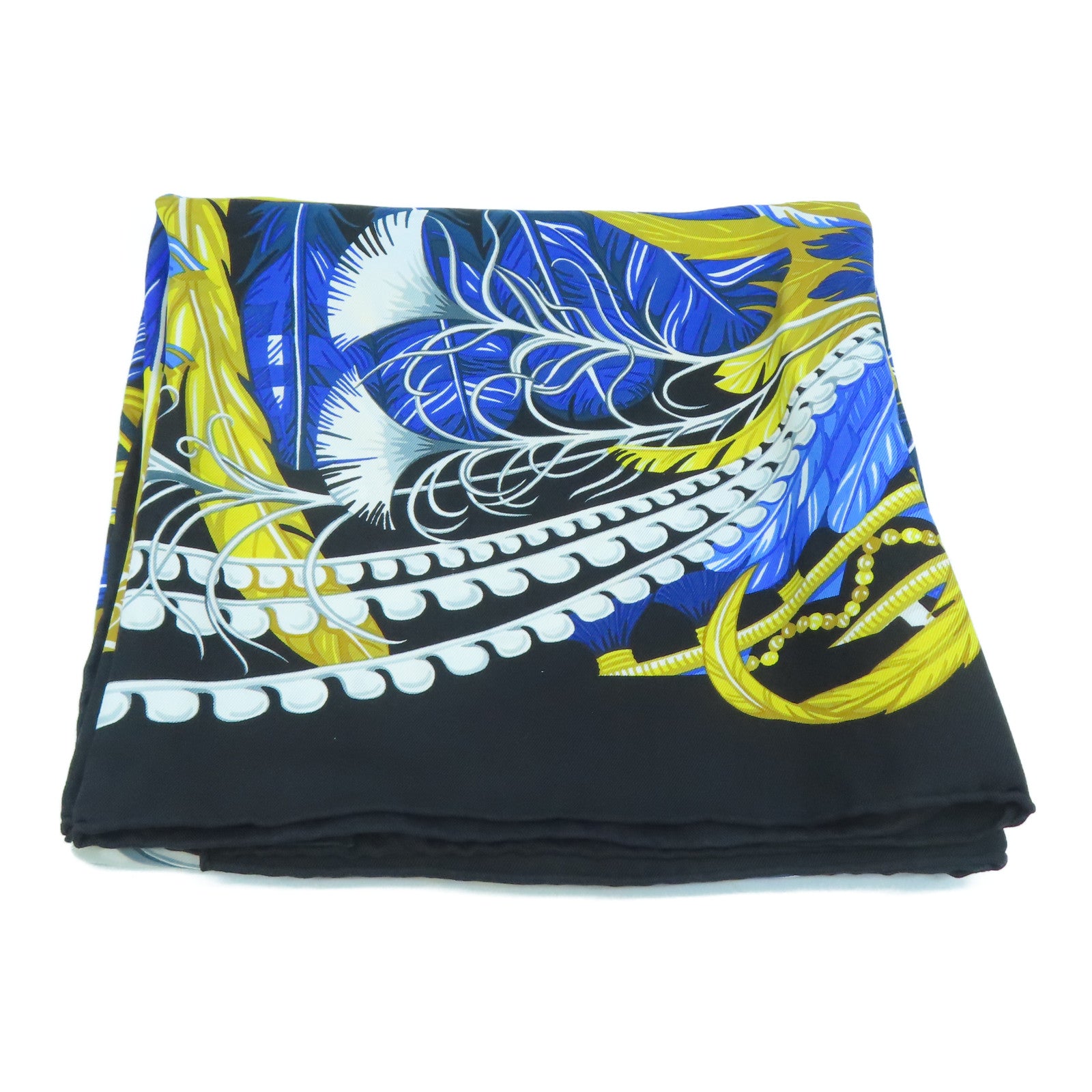 HERMES 絲質Scarf 90x90絲巾藍色/黃色