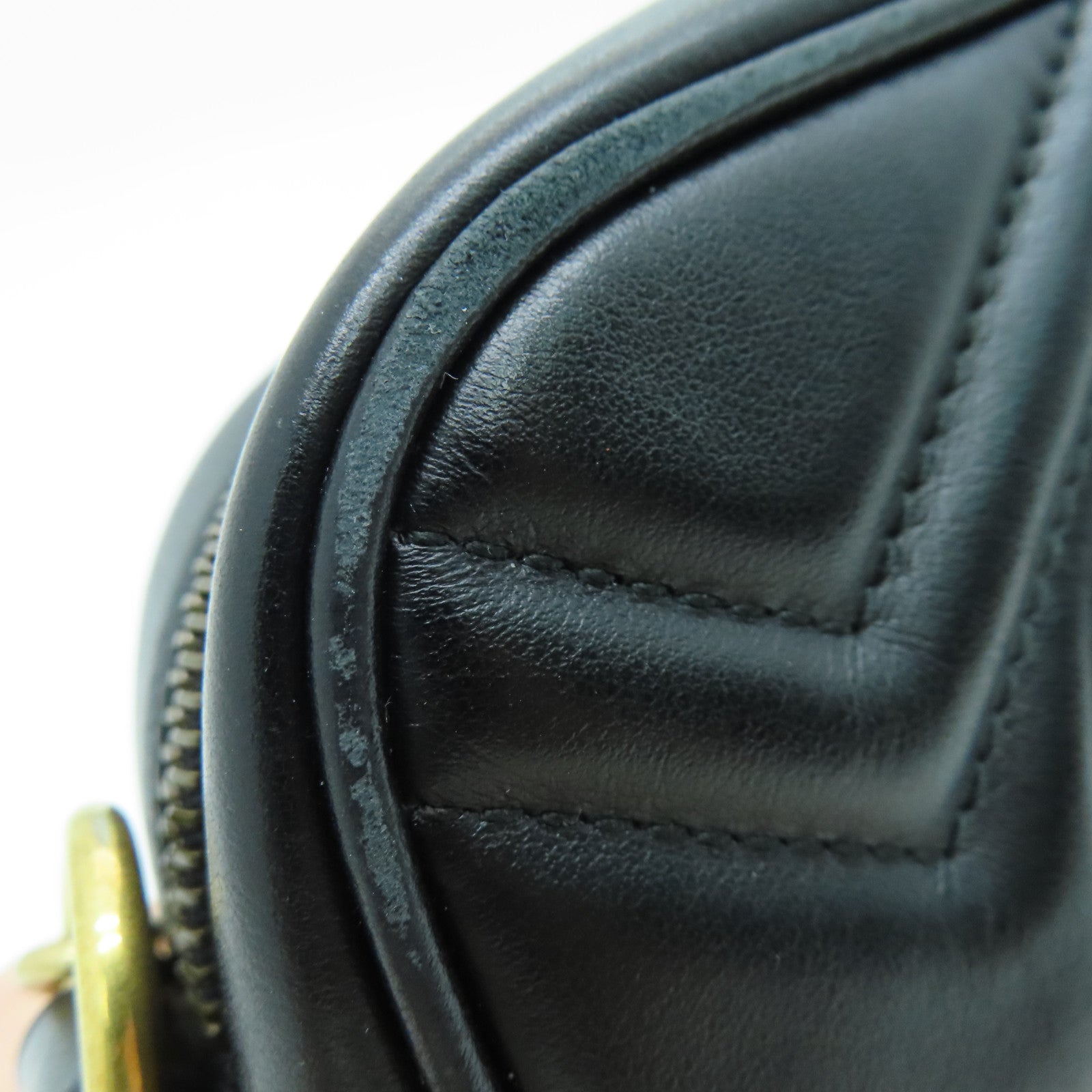 GUCCI 牛皮皮革GG Marmont Mini Shoulder Bag肩背袋金扣黑色