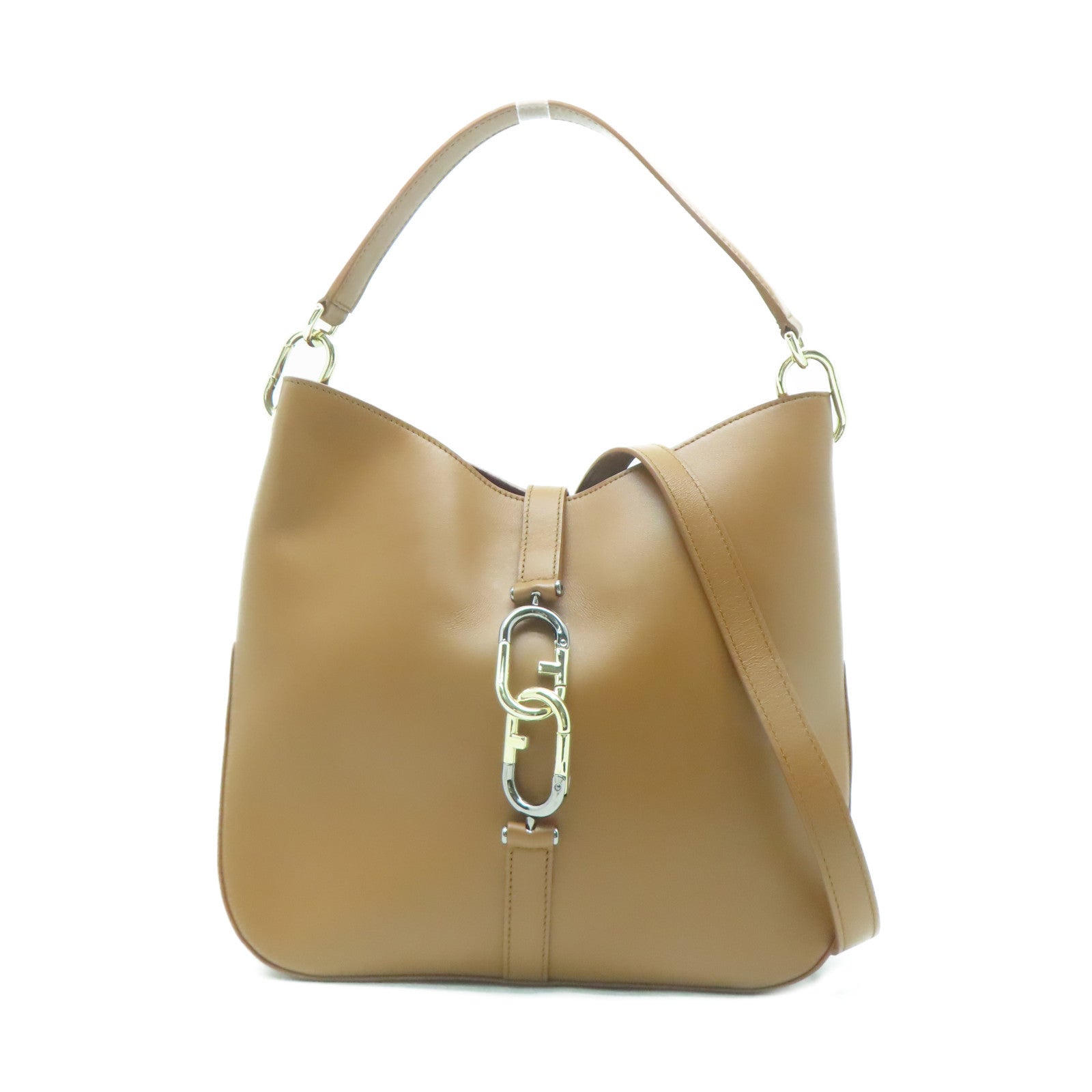 Furla 牛皮皮革Sirena M Hobo Bag金扣手挽肩背兩用袋啡色