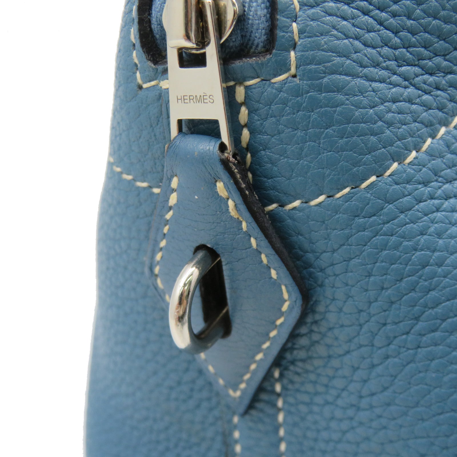 HERMES 【激減優惠】Clemence皮革銀扣Bolide 31 Hand Bag手挽袋淺藍色