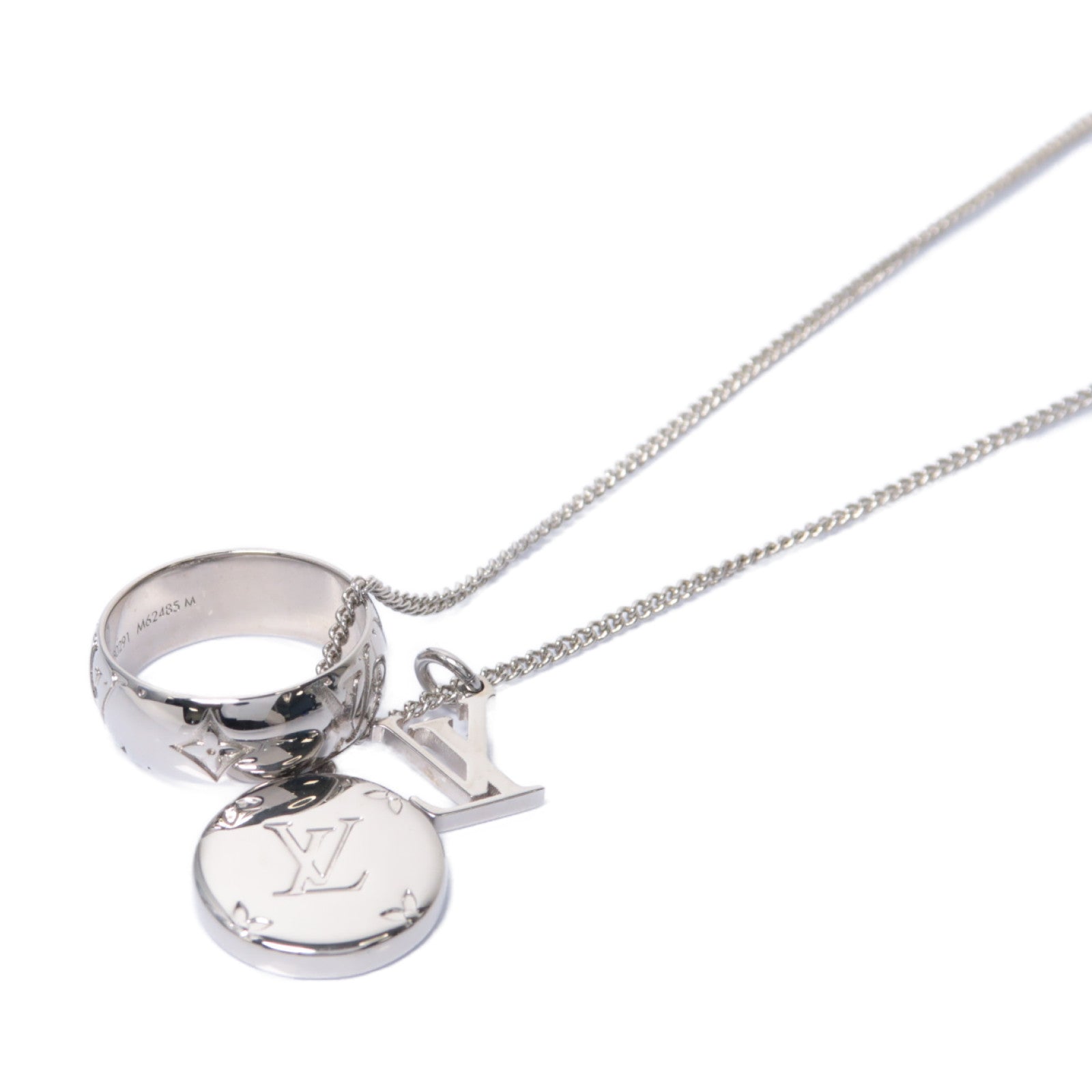 LOUIS VUITTON 金屬Ring Necklace Monogram項鍊銀色