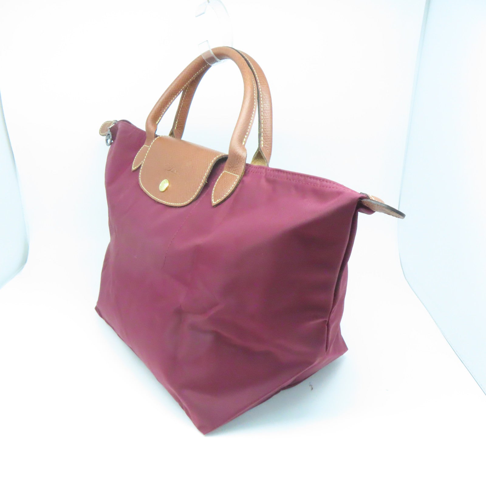 Longchamp 尼龙Handbag金扣手挽袋酒红色