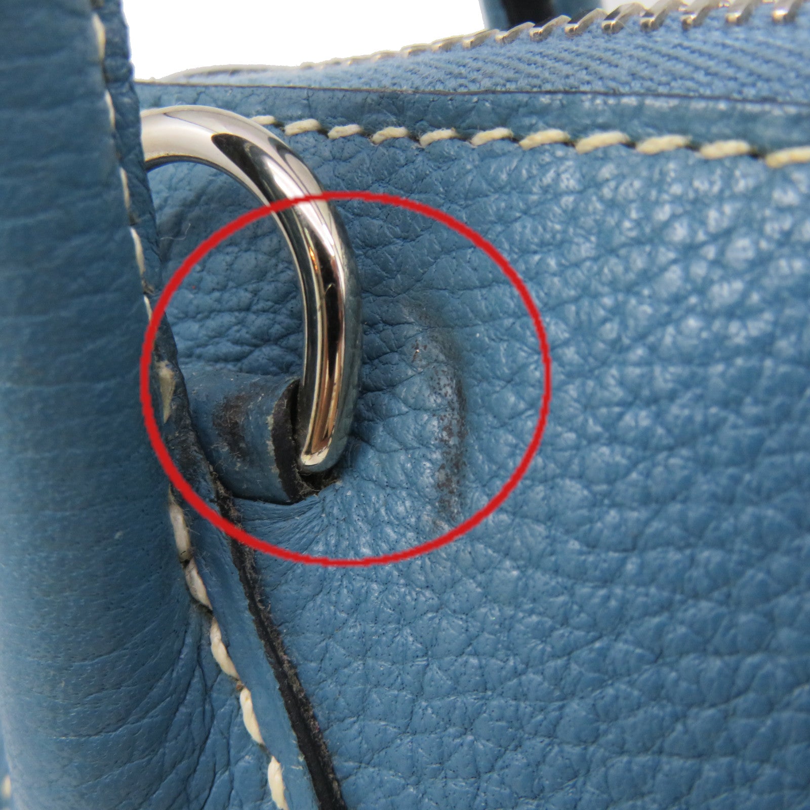 HERMES 【激減優惠】Clemence皮革銀扣Bolide 31 Hand Bag手挽袋淺藍色