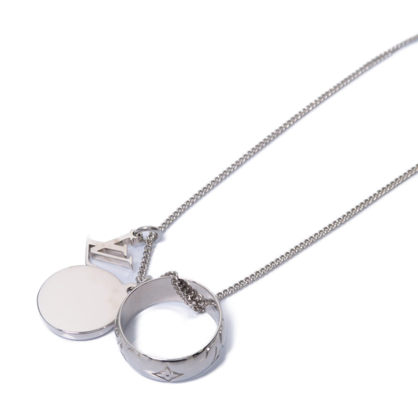 LOUIS VUITTON 金屬Ring Necklace Monogram項鍊銀色