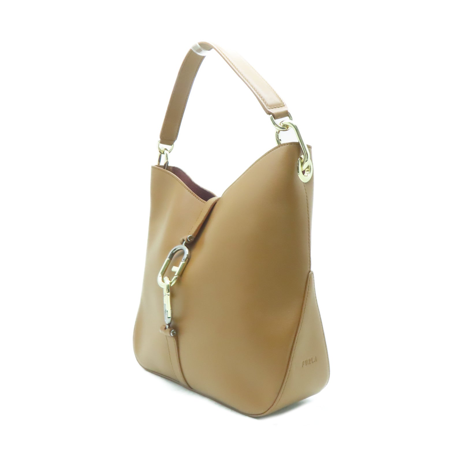 Furla 牛皮皮革Sirena M Hobo Bag金扣手挽肩背兩用袋啡色
