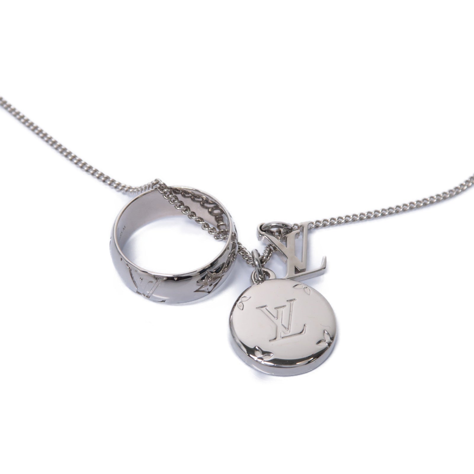 LOUIS VUITTON 金屬Ring Necklace Monogram項鍊銀色