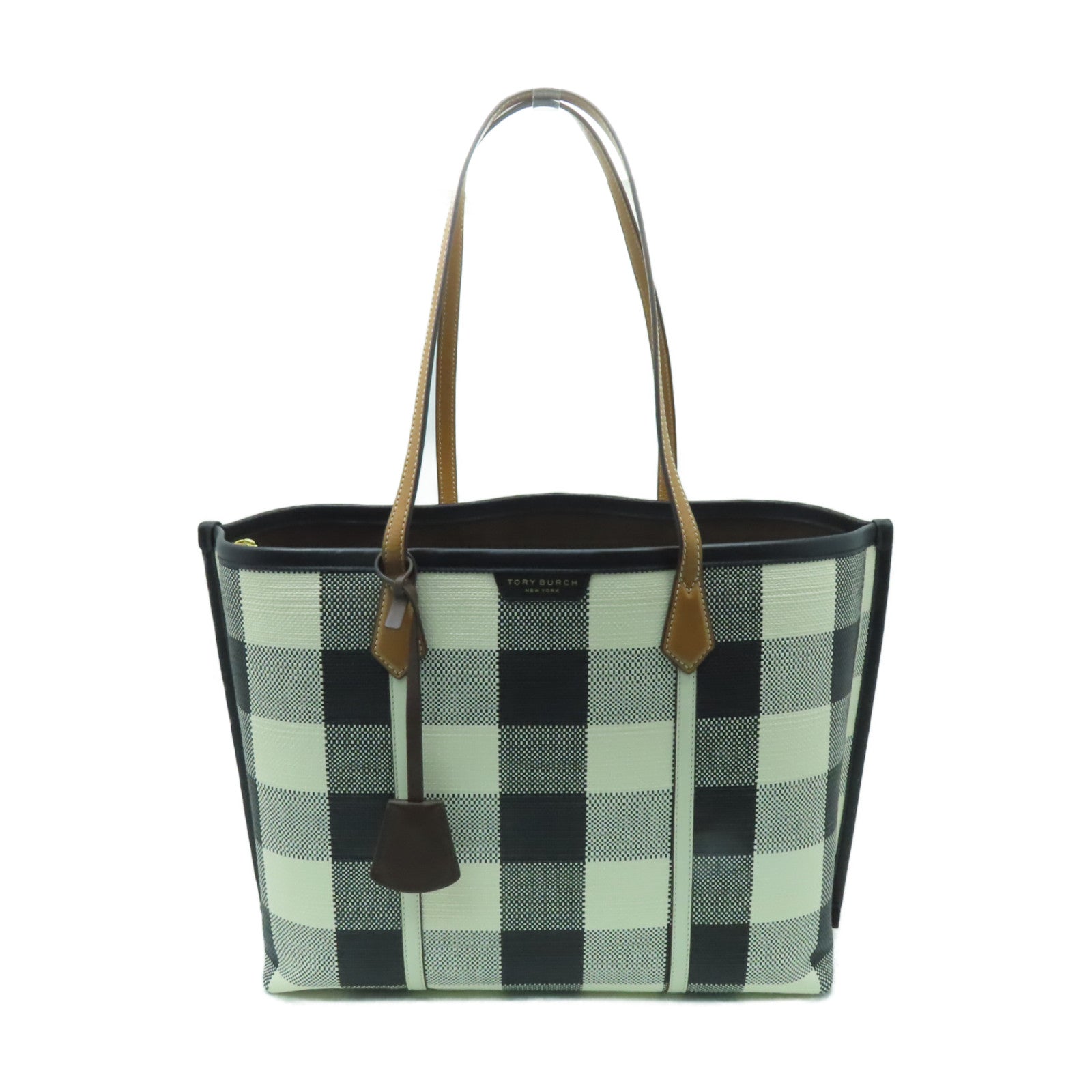 Tory Burch 皮革Tote Bag金扣手挽袋黒色/白色