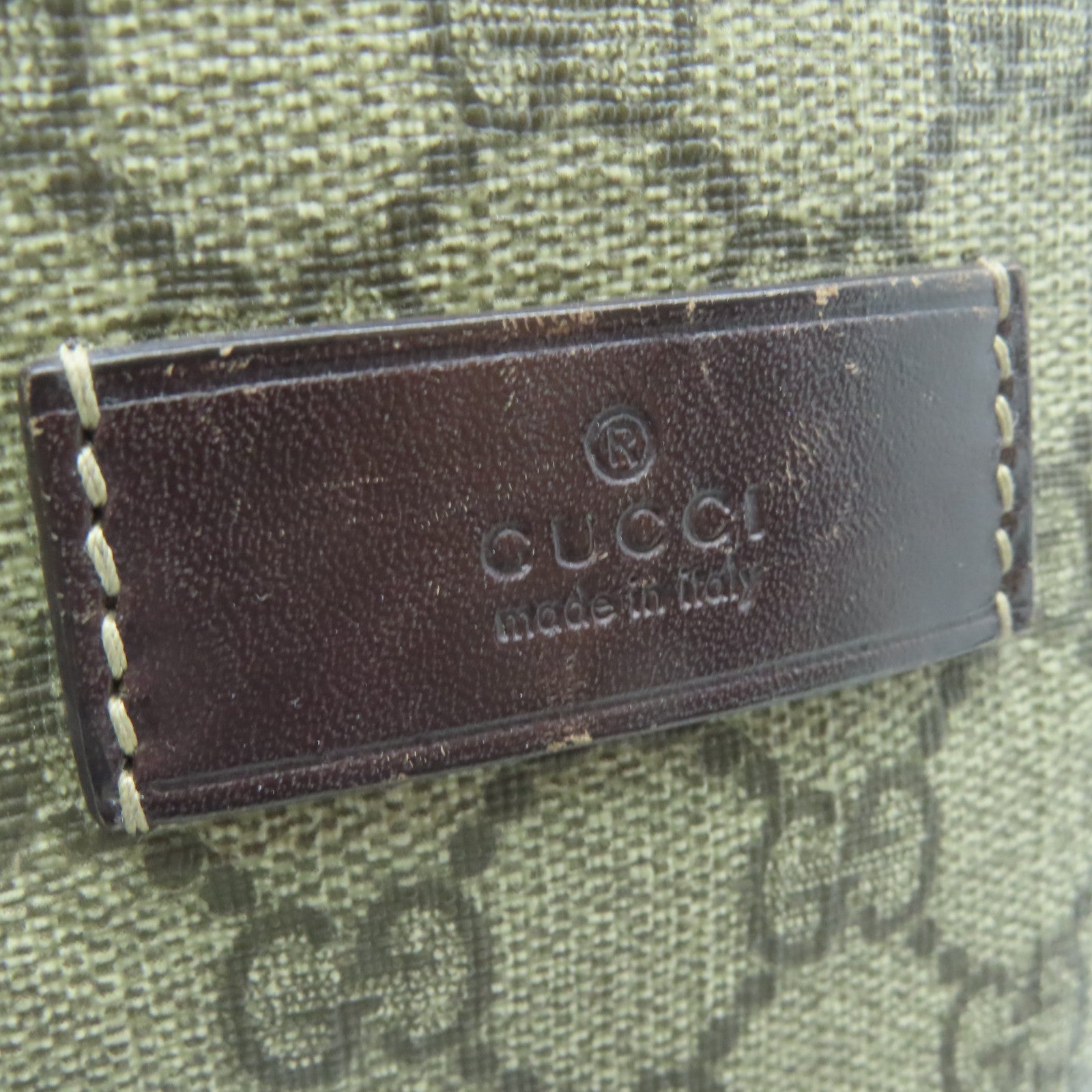GUCCI 涂层帆布Shoulder Bag银扣肩背袋啡色