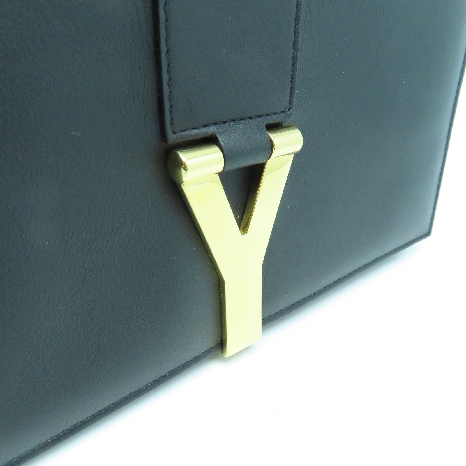 YVES SAINT LAURENT 牛皮皮革Chain Shoulder Bag金扣鏈帶肩背袋黑色