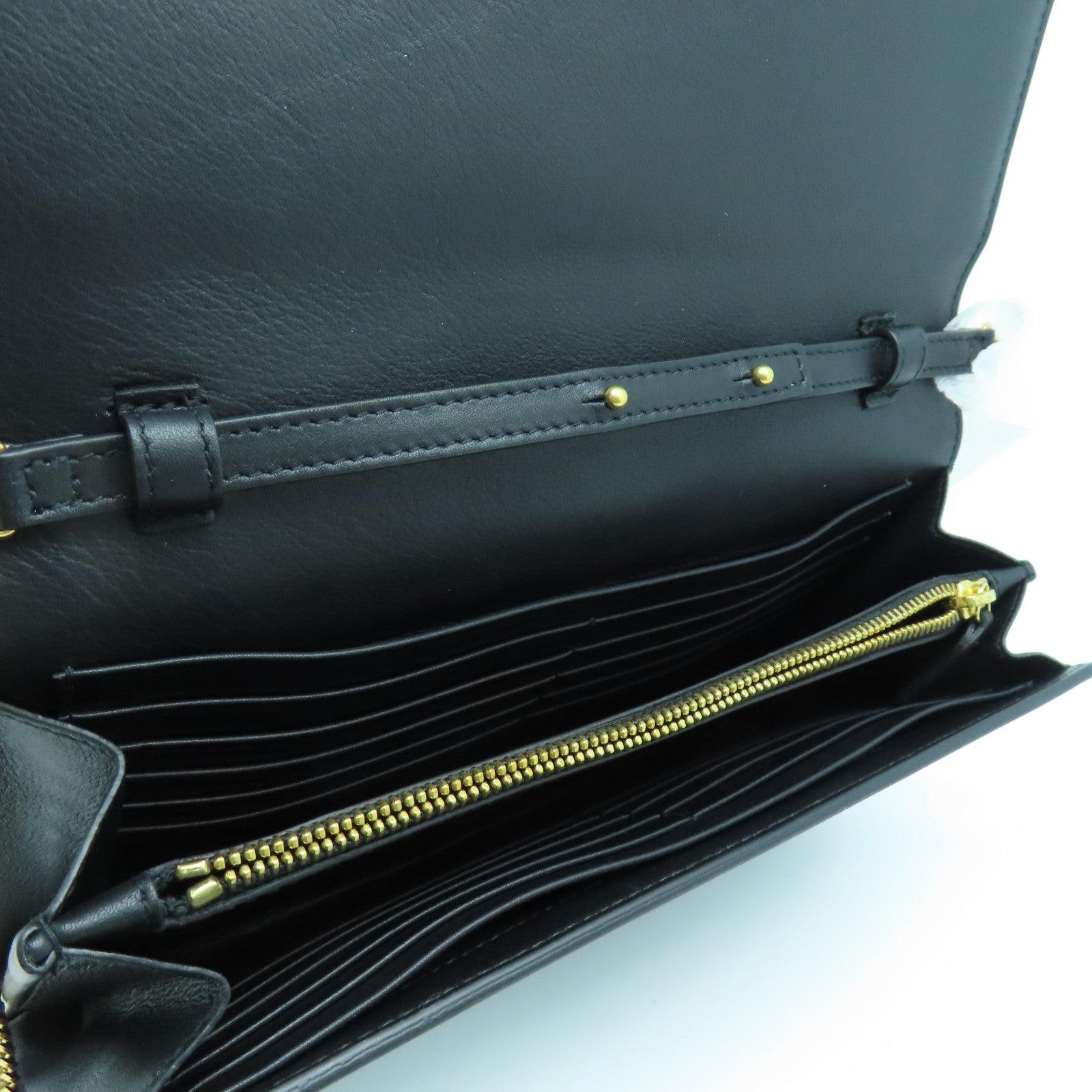 YVES SAINT LAURENT 牛皮皮革Chain Shoulder Bag金扣鏈帶肩背袋黑色