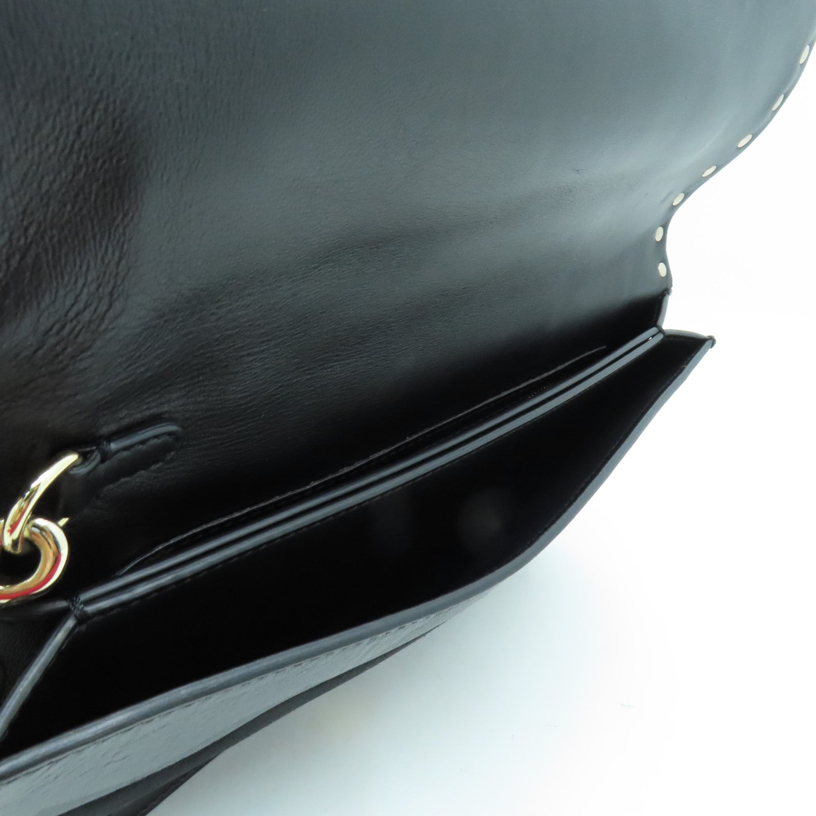 Valentino 牛皮皮革Clutch Bag銀扣手拿包黑色