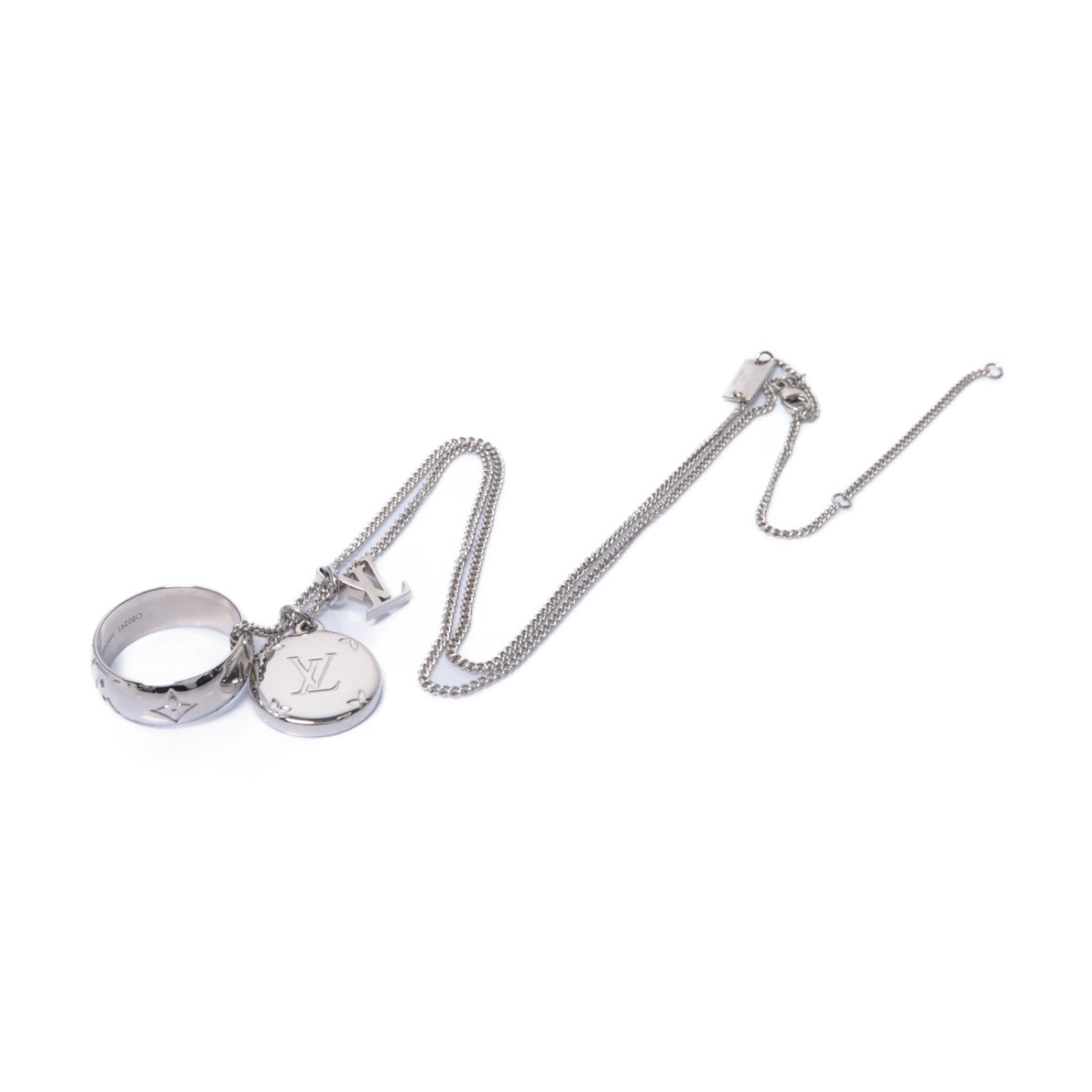 LOUIS VUITTON 金屬Ring Necklace Monogram項鍊銀色