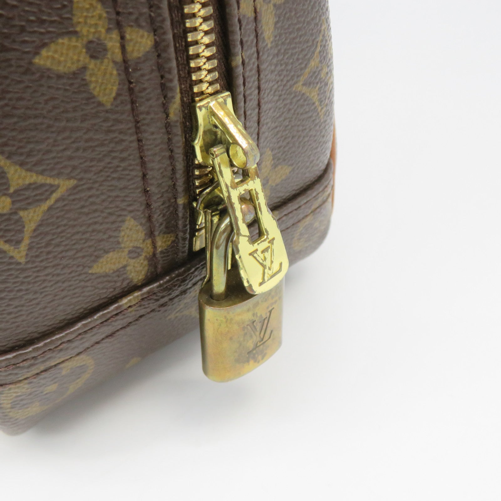 LOUIS VUITTON Monogram Trouville PM Hand Bag brown