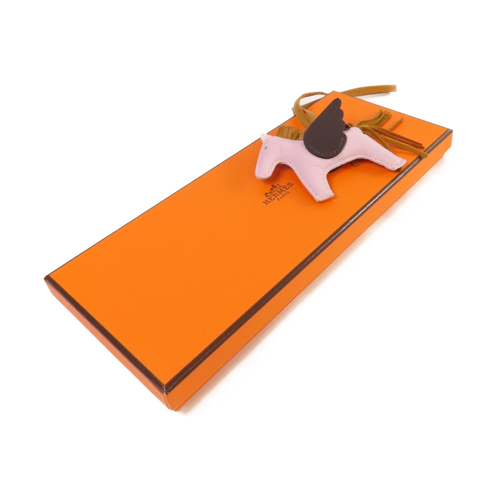HERMES Swift皮革Rodeo Pegase Charm掛飾3Q Rose Sakura櫻花粉色/啡色