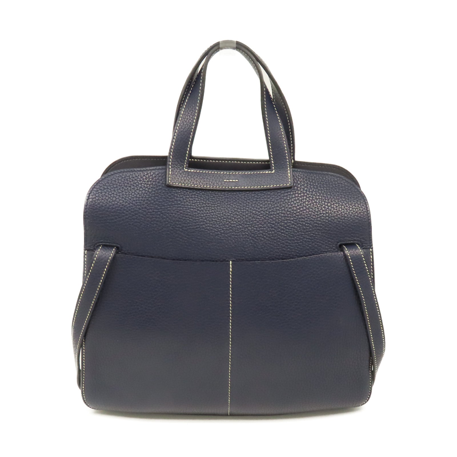 HERMES Clemence皮革Halzan 31 2Way Shoulder Bag銀扣手挽肩背兩用袋寶藍色