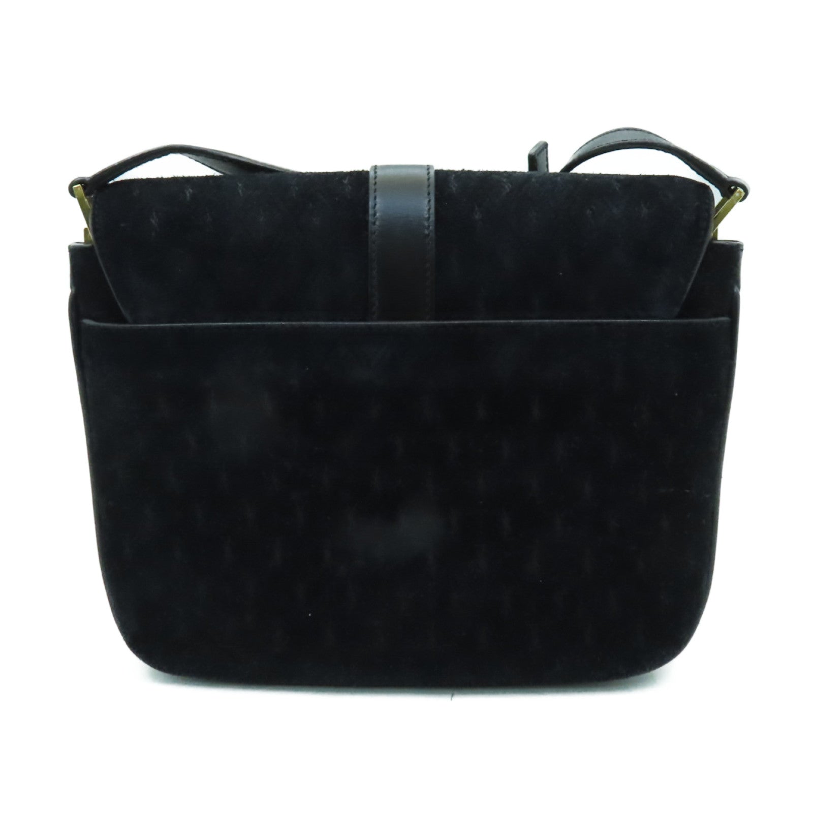 SAINT LAURENT 麂皮皮革/皮革Shoulder Bag金扣肩背袋黑色