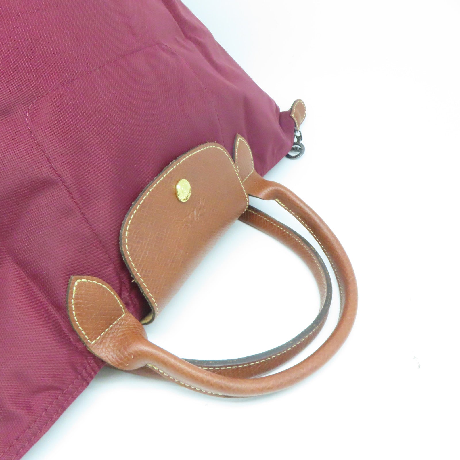 Longchamp 尼龙Handbag金扣手挽袋酒红色