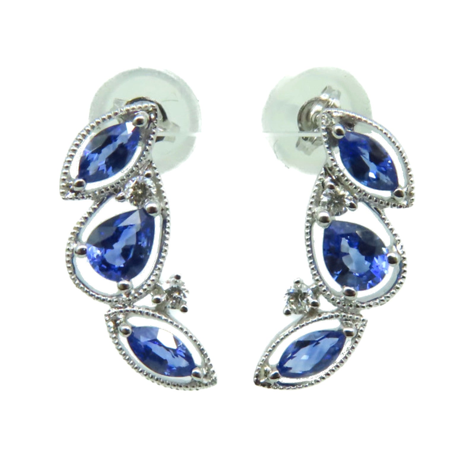 JEWELRY 【激减优惠】18K白金/0.72ct蓝宝石/0.06ct钻石Sapphire Earrings耳环