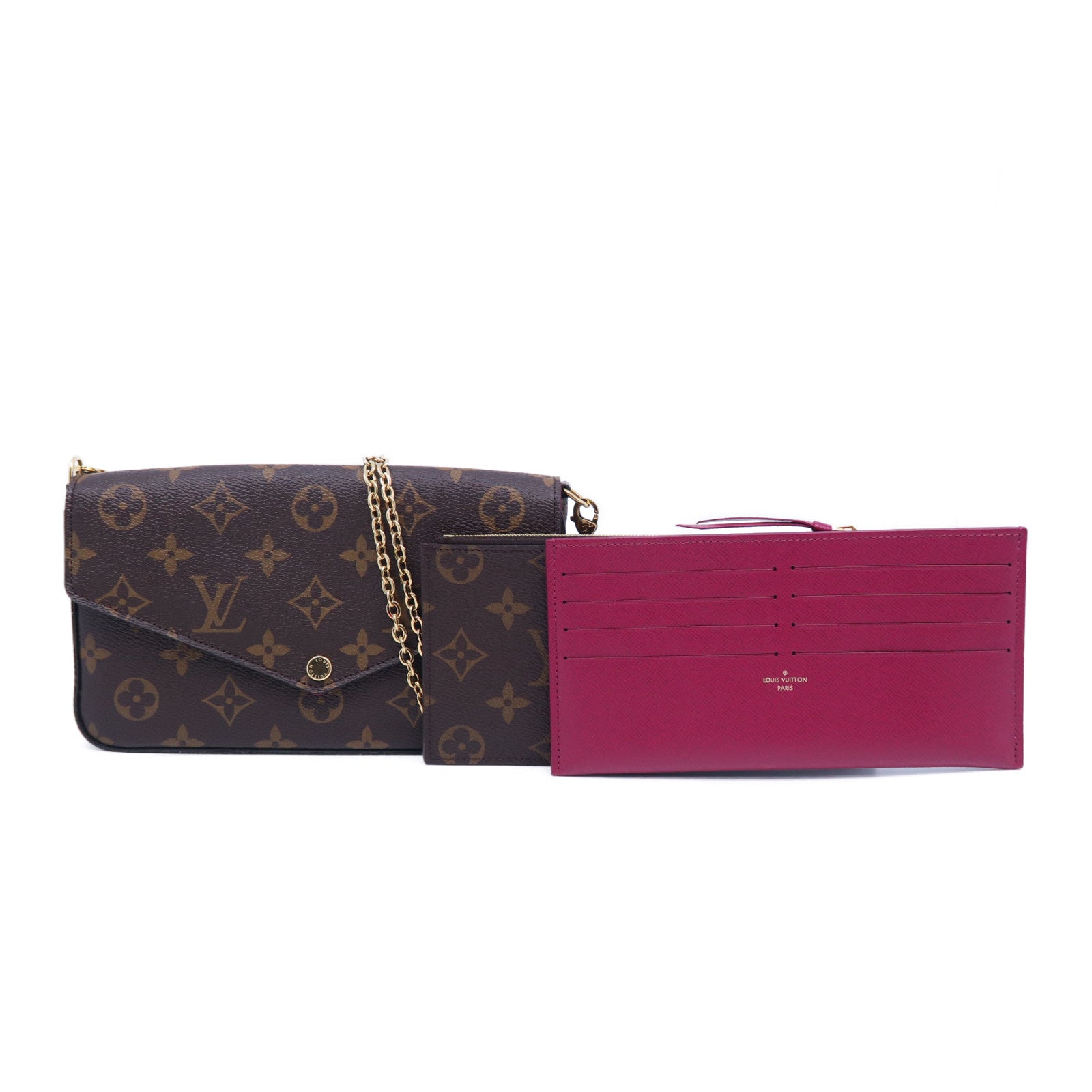 LOUIS VUITTON Monogram Felicie Pochette金扣鏈帶肩背袋啡色