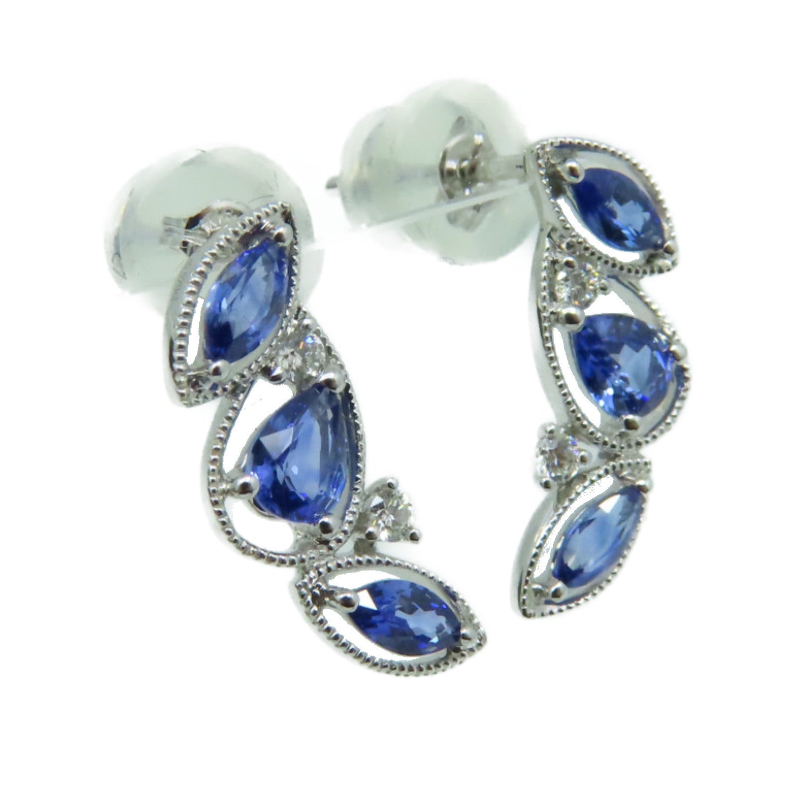 JEWELRY 【激减优惠】18K白金/0.72ct蓝宝石/0.06ct钻石Sapphire Earrings耳环