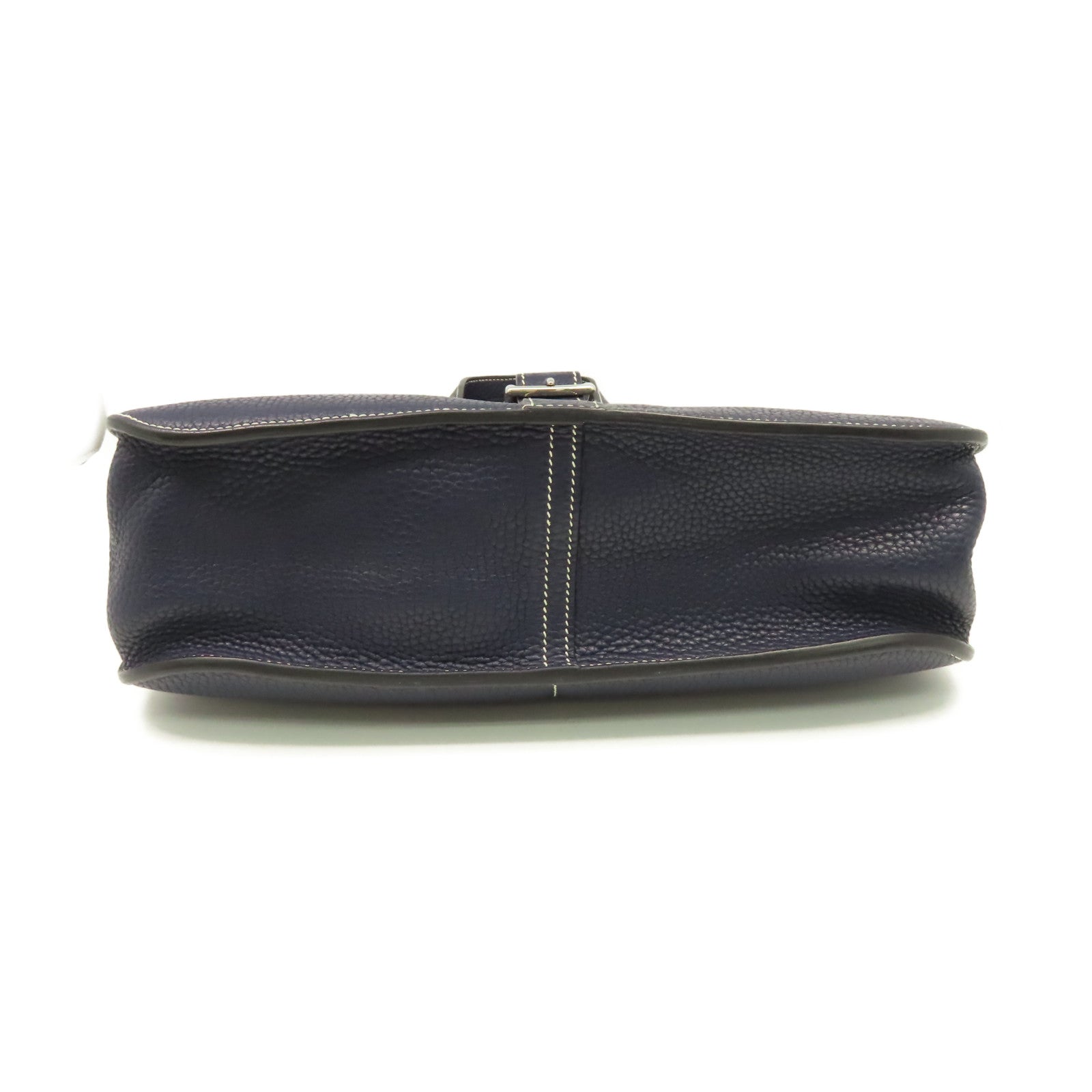 HERMES Clemence皮革Halzan 31 2Way Shoulder Bag銀扣手挽肩背兩用袋寶藍色