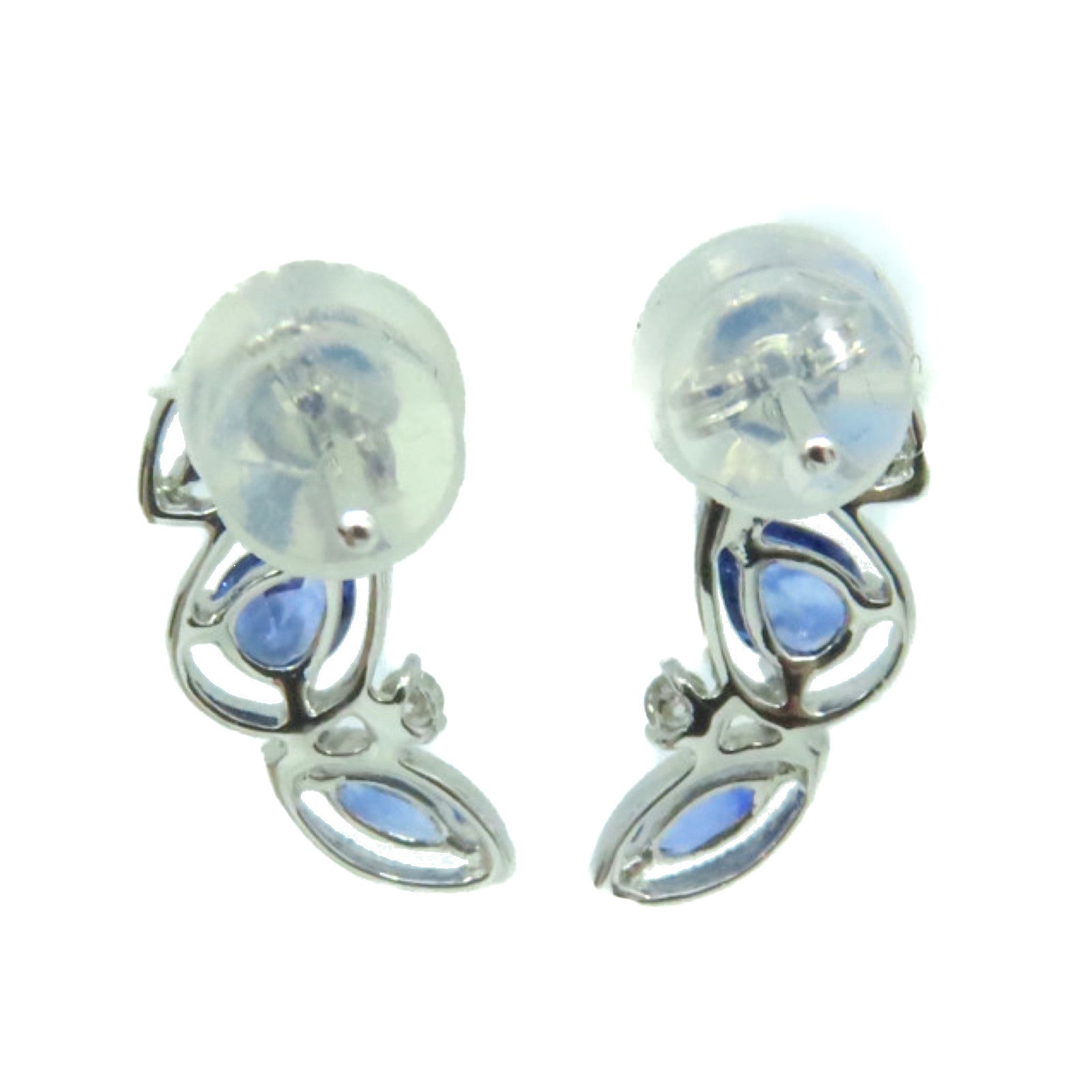 JEWELRY 【激减优惠】18K白金/0.72ct蓝宝石/0.06ct钻石Sapphire Earrings耳环